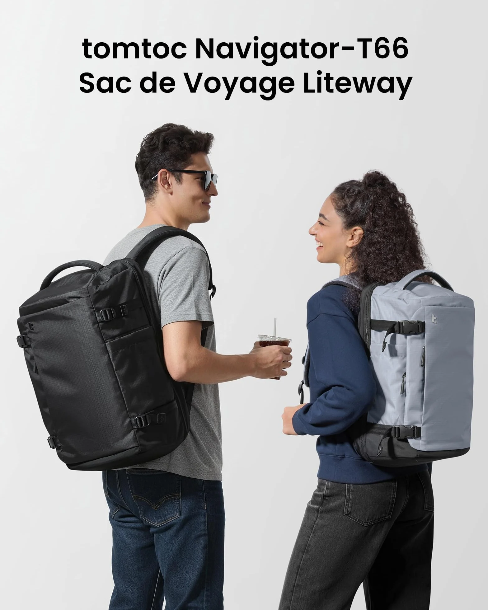 Tomtoc Sac à Dos de Voyage 40L, Bagage Cabine Imperméable TSA, Ordinateur 17,3 Pouces