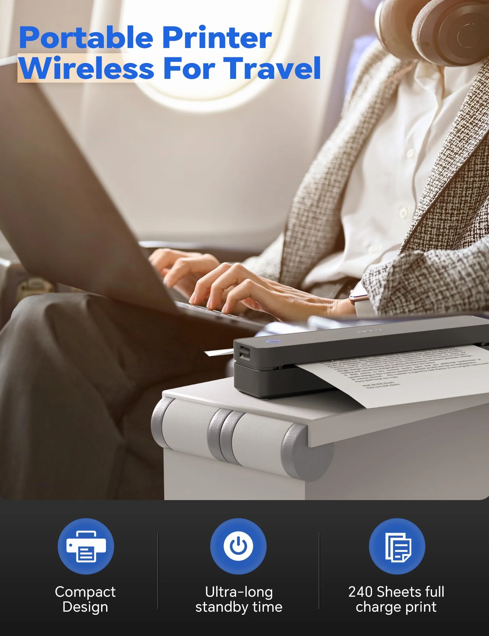 iDPRT MT610pro Imprimante Thermique A4 300DPi Bluetooth Portable Noir