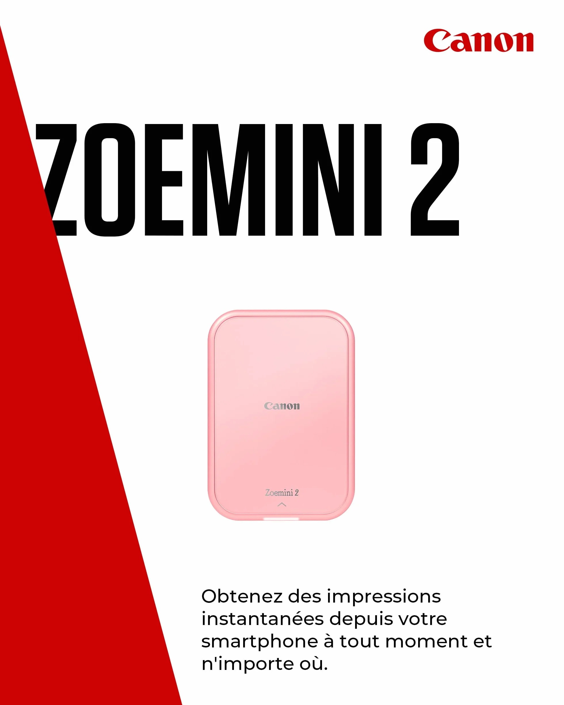 Canon Zoemini 2 Kit d'impression Imprimante Photo Portable Bluetooth 5.0 USB-C Rose Gold