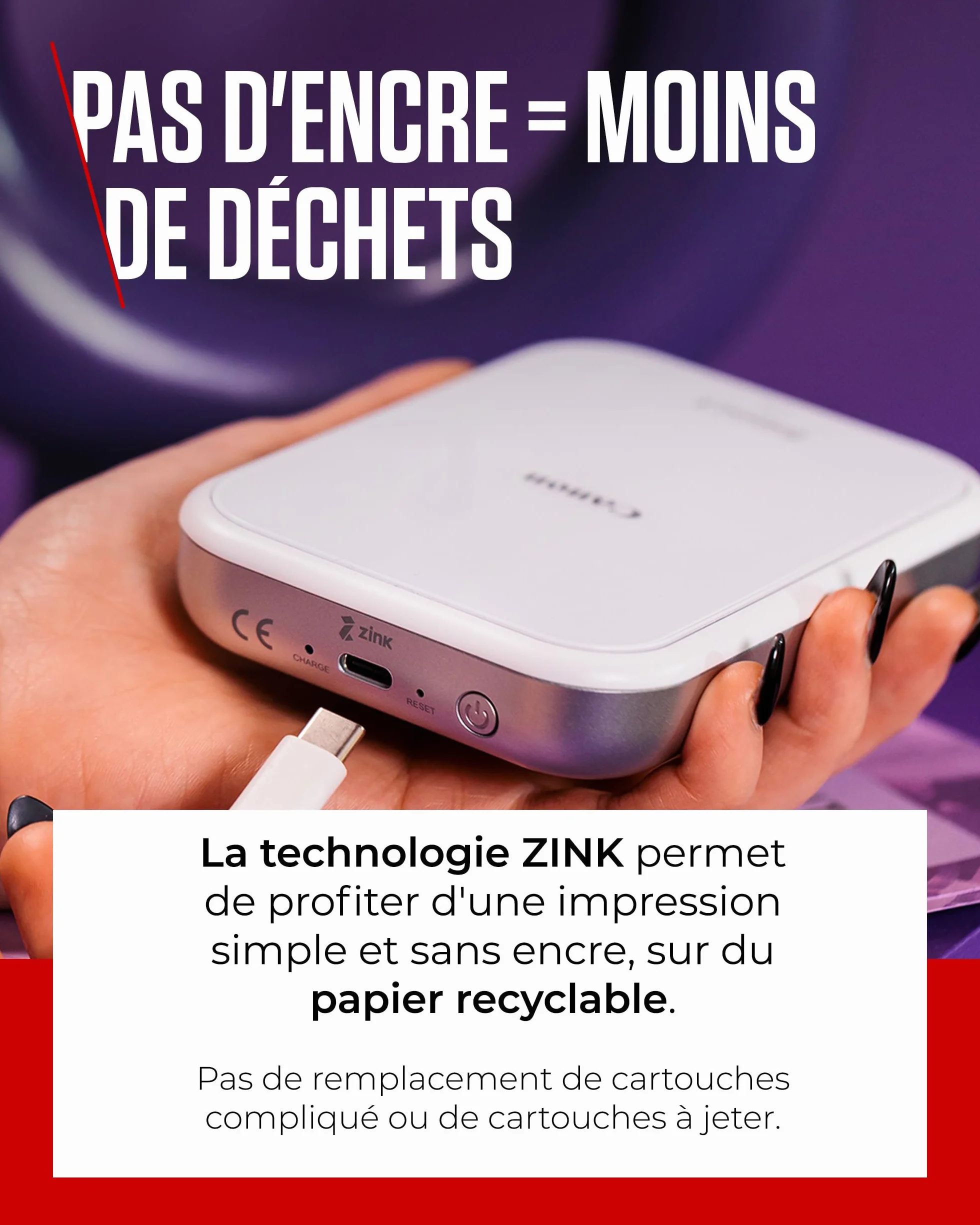 Canon Zoemini 2 Imprimante Photo Portable Bluetooth 5.0 USB-C Blanc