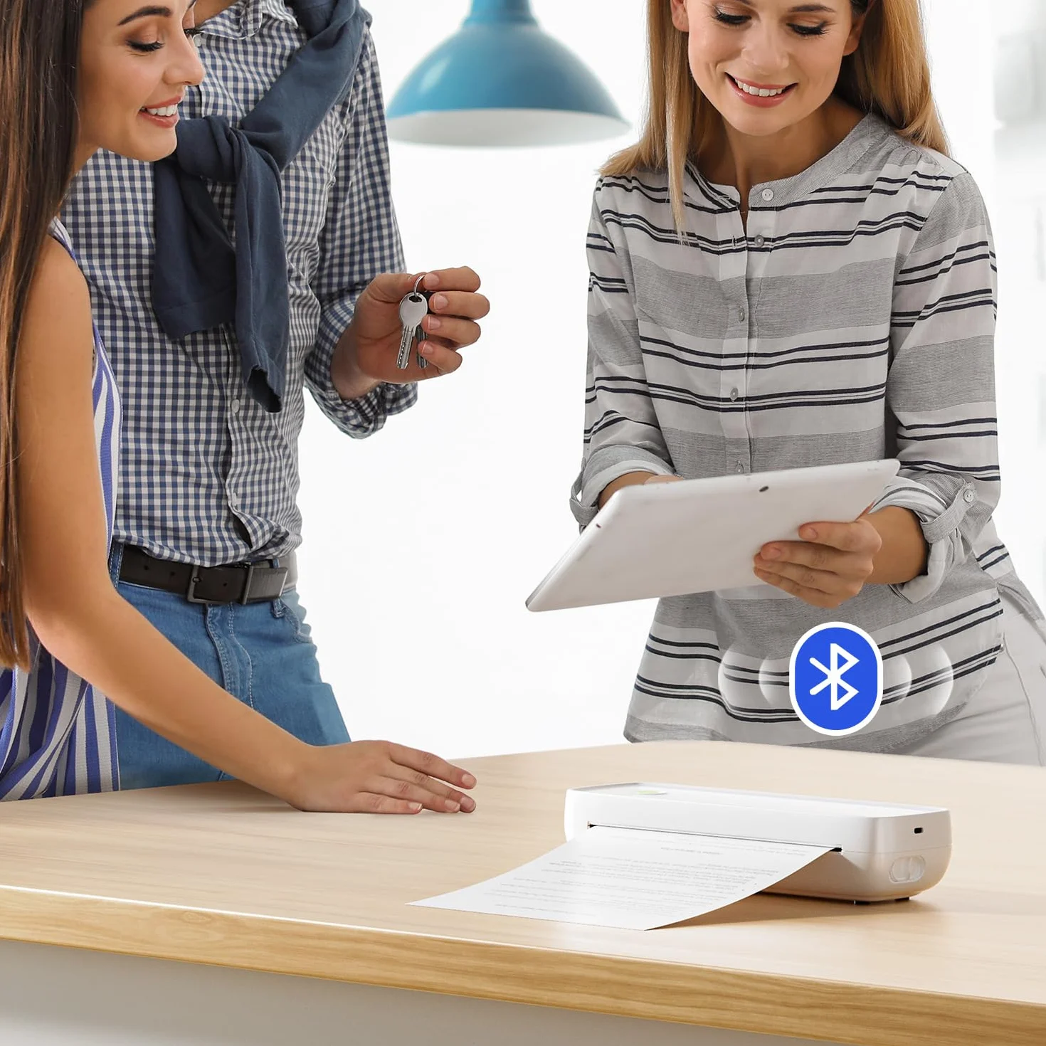 MUNBYN ITP04 Imprimante Thermique A4 Bluetooth Portable sans Encre, Compatible Android iOS, Blanc