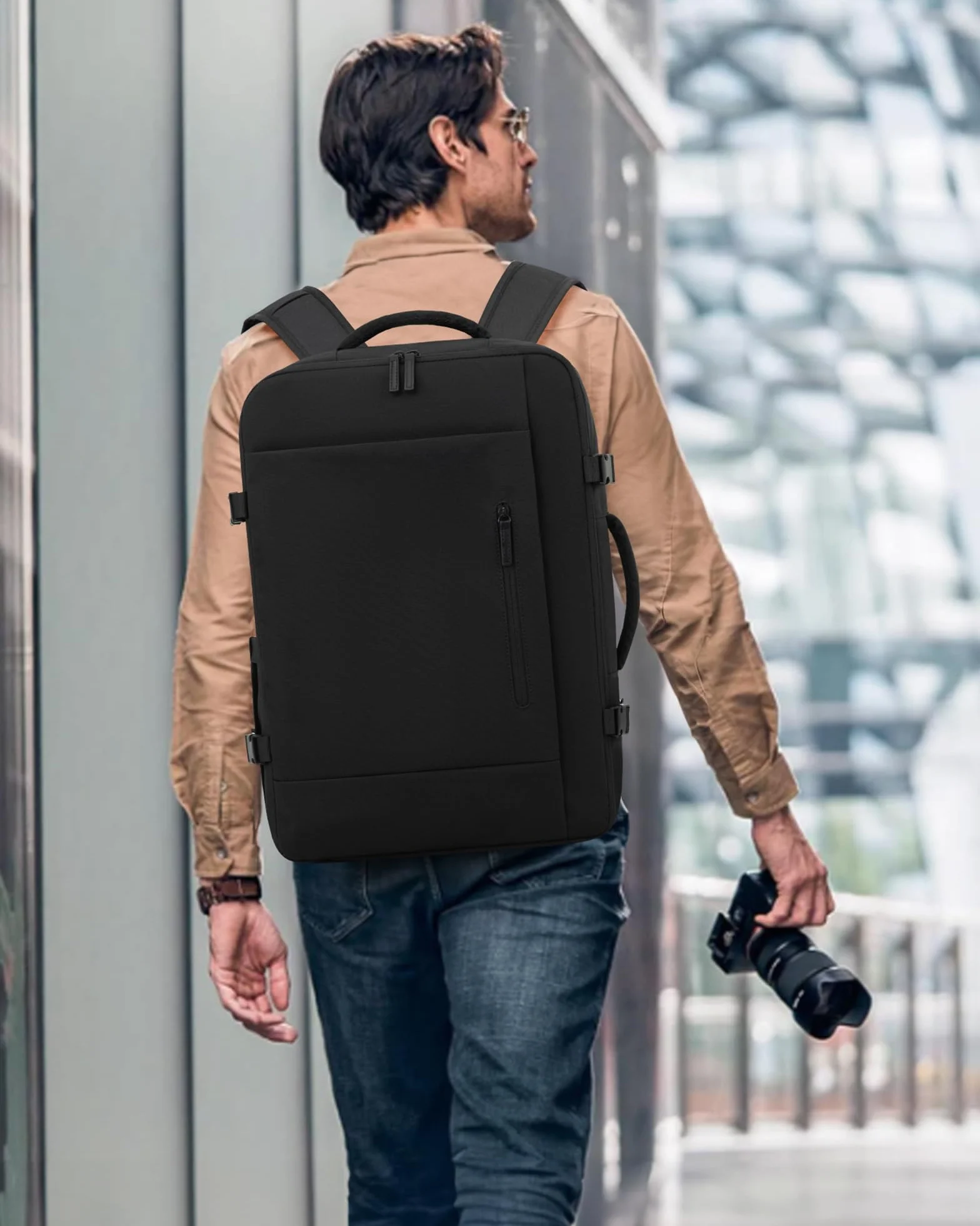 LOVEVOOK Sac à Dos Voyage Cabine Avion 40L Imperméable Ordinateur Portable 17,3 Pouces Homme Femme Noir