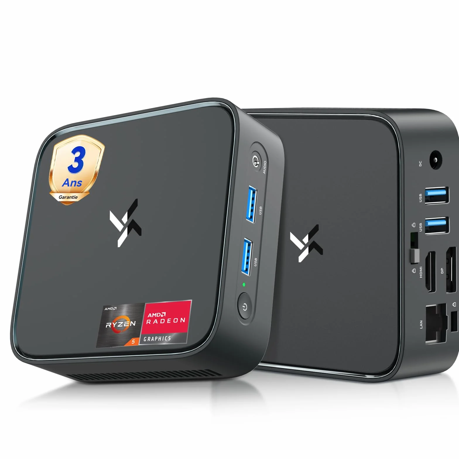 Huidun H80 Mini PC AMD Ryzen 5 16Go RAM 512Go SSD 4K@60Hz UHD Win-11 Pro Ordinateur de Bureau WiFi BT USB 3.2
