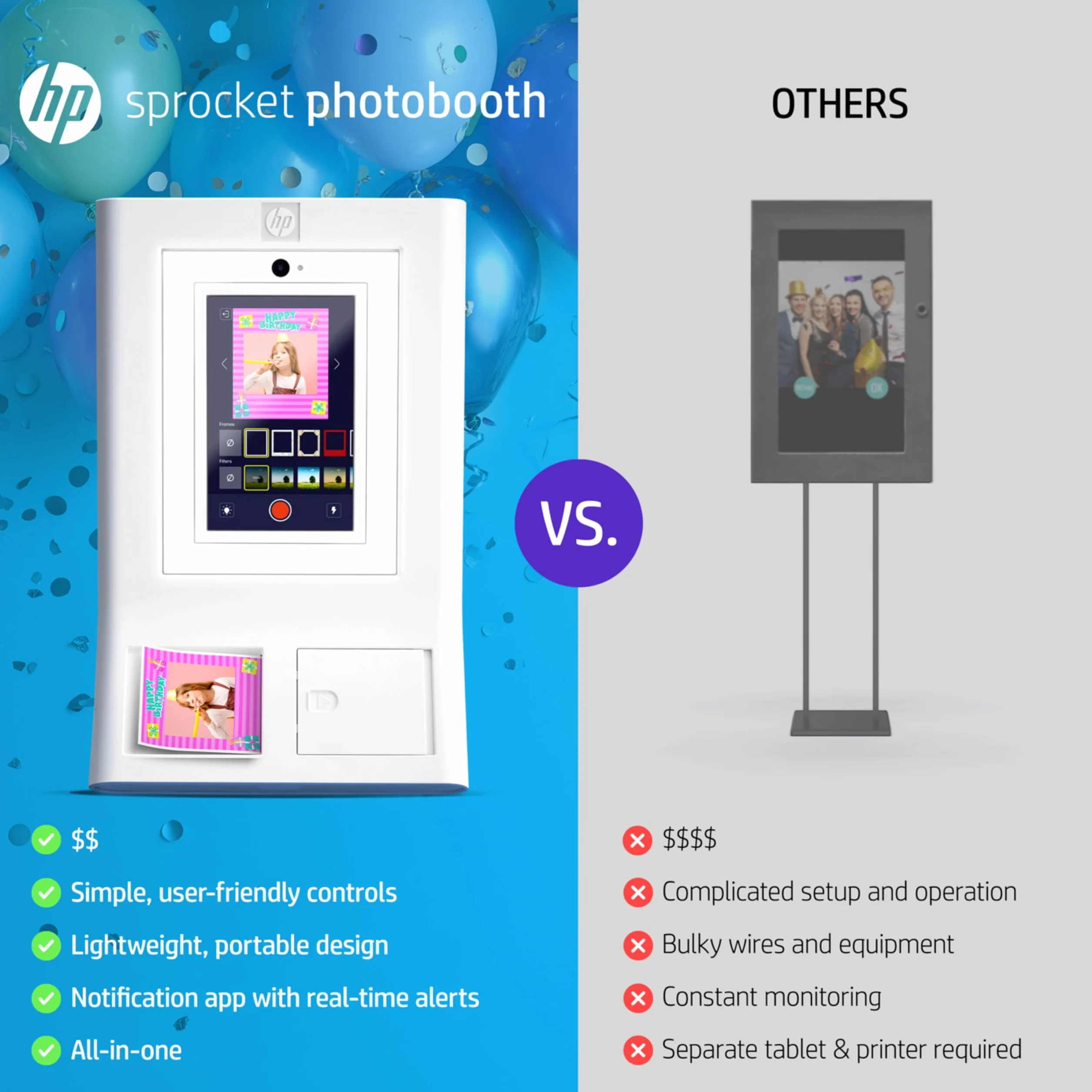 HP Sprocket Photomaton Imprimante Instantanée Couleur Rose Papier Zink 3,5 x 4,25" Autocollant 500 Feuilles