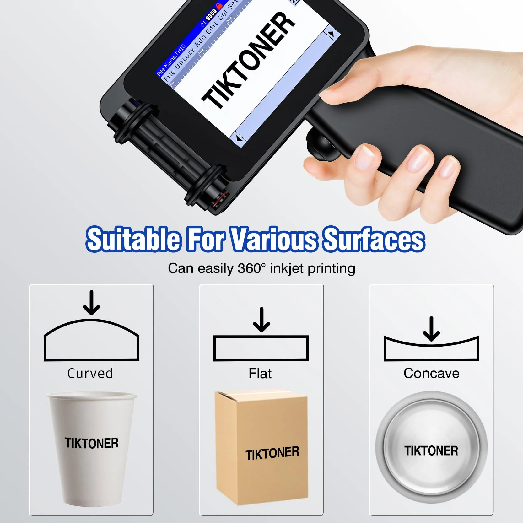 Imprimante à Jet d'encre Portable TH10 Mini 42ml Hauteur d'impression 2-12,7mm Codage Date Texte QR Code