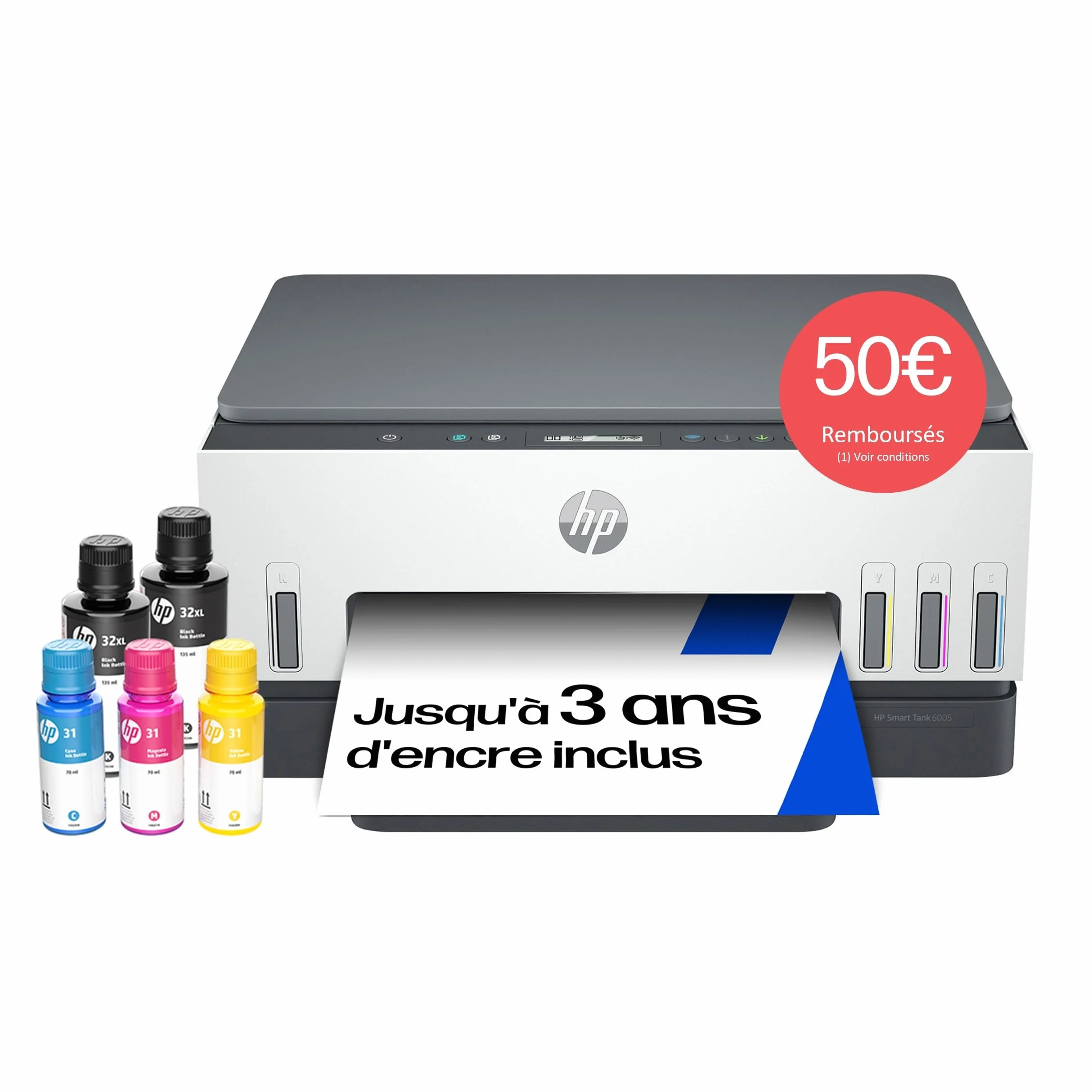 HP Smart Tank 6005 Imprimante Multifonction A4 Jet d'encre Wi-Fi Double Bande Recto/Verso Automatique