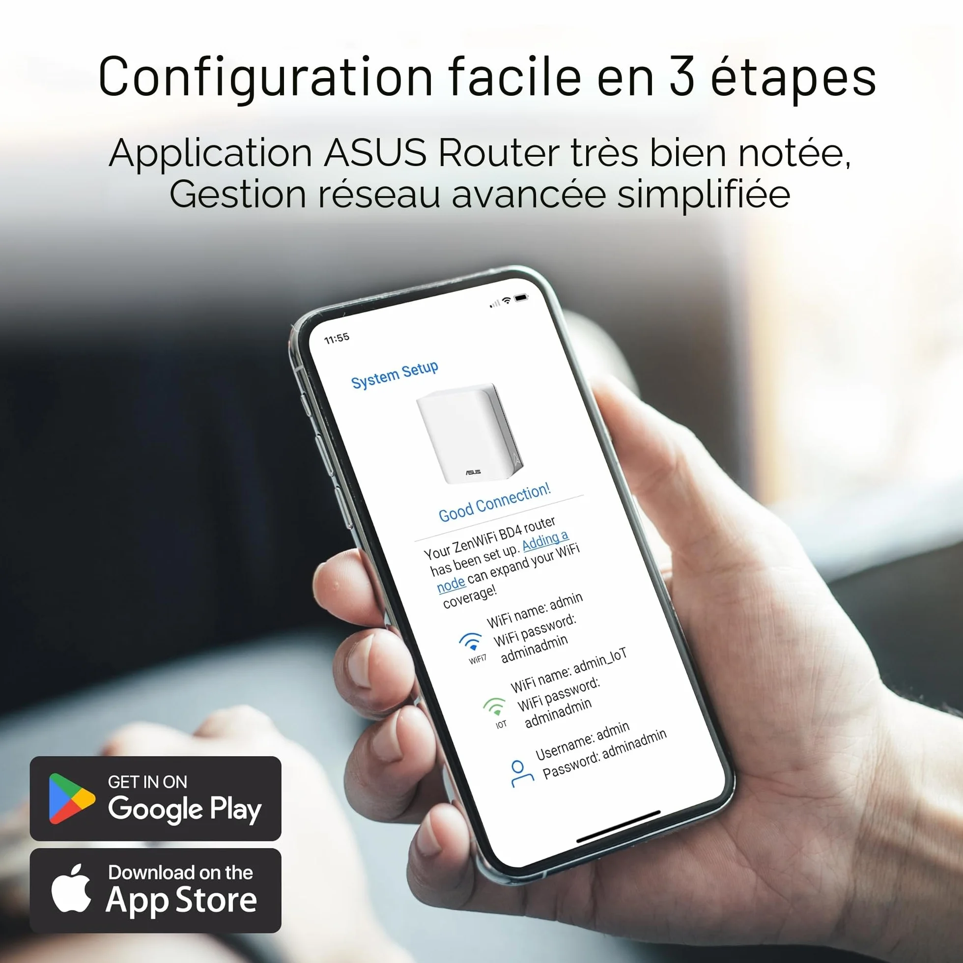 ASUS ZenWiFi BD4 Pack de 3 Système WiFi 7 Mesh Double-Bande 3600 Mbps 720m2 Double Ports 2,5G