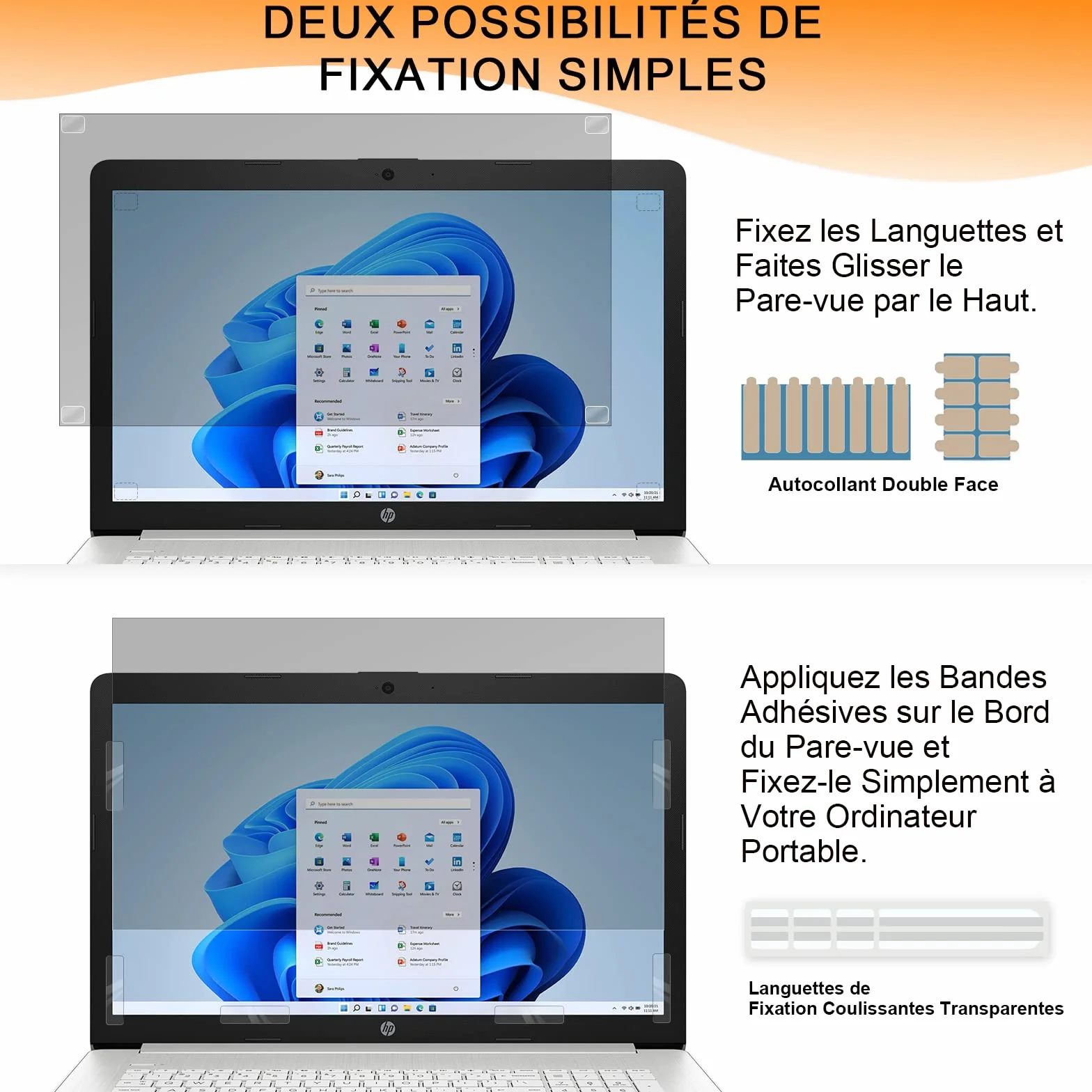 Filtre de Confidentialité 16 Pouces 16:10, Protection Écran Anti-Lumière Bleue Amovible pour Ordinateur Portable HP/Dell/Acer/Lenovo/Thinkpad/Samsung/ASUS/LG