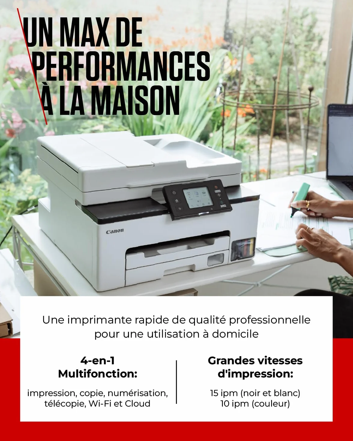 Canon MAXIFY GX2050 Imprimante A4 Couleur Jet d'encre MegaTank Tout-en-Un Wi-Fi Ethernet USB