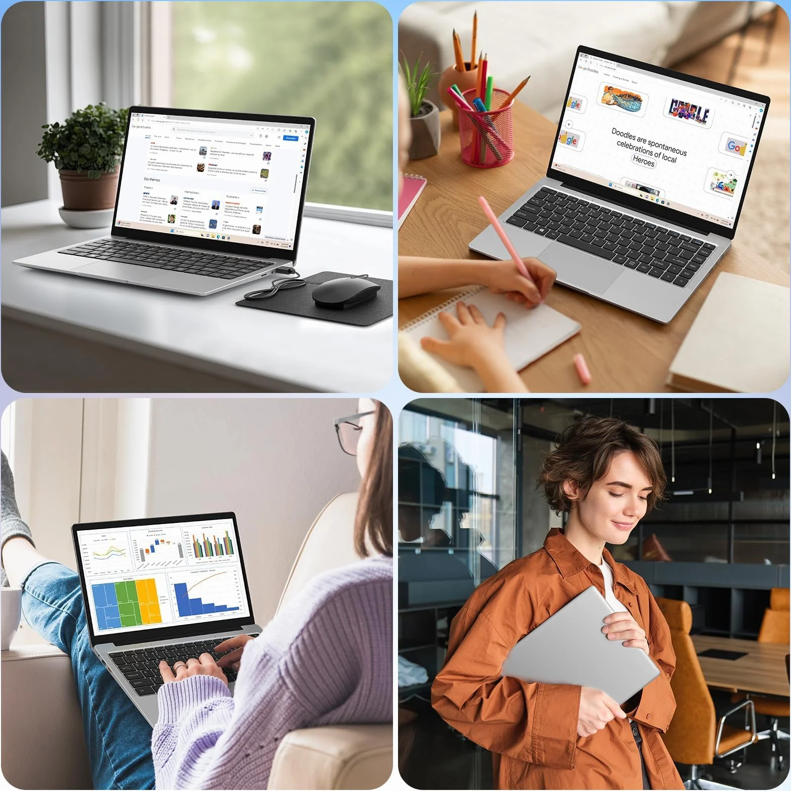 Ordinateur Portable 14 pouces 16Go RAM 256Go SSD Win11 Celeron N4120 FHD IPS