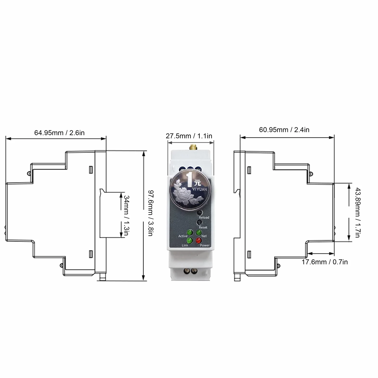 RS485 vers Serveur série Ethernet Montage sur Rail PE11-H Routeur 100-240VAC
