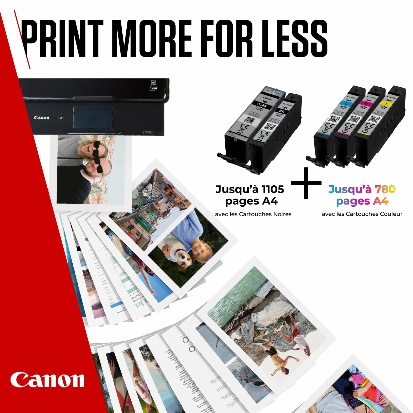 Canon Lot de 5 Cartouches d'encre d'origine PGI-580 / CLI-581 Multipack