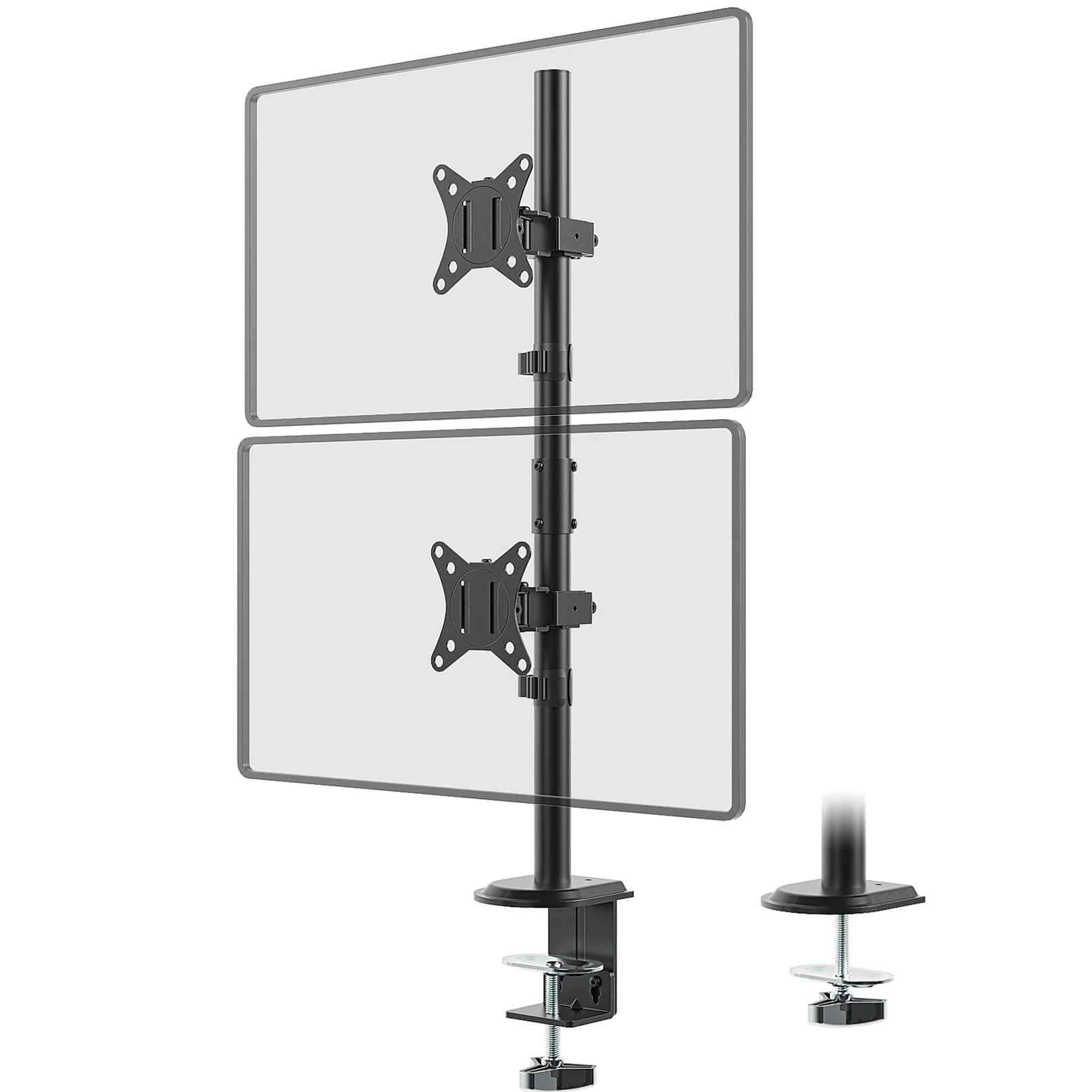 PUTORSEN Support Ecran PC 2 Ecran pour Moniteurs 17-32 Pouces, Poteau Vertical 80 cm, Charge 9 kg par Bras, Pivotant Inclinaison, VESA 75/100mm