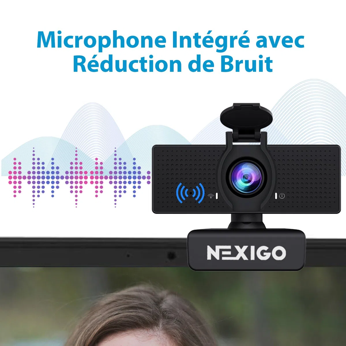 NexiGo N60 1080P Webcam Full HD avec Microphone, Champ de Vision Ajustable, Caméra USB pour Ordinateur