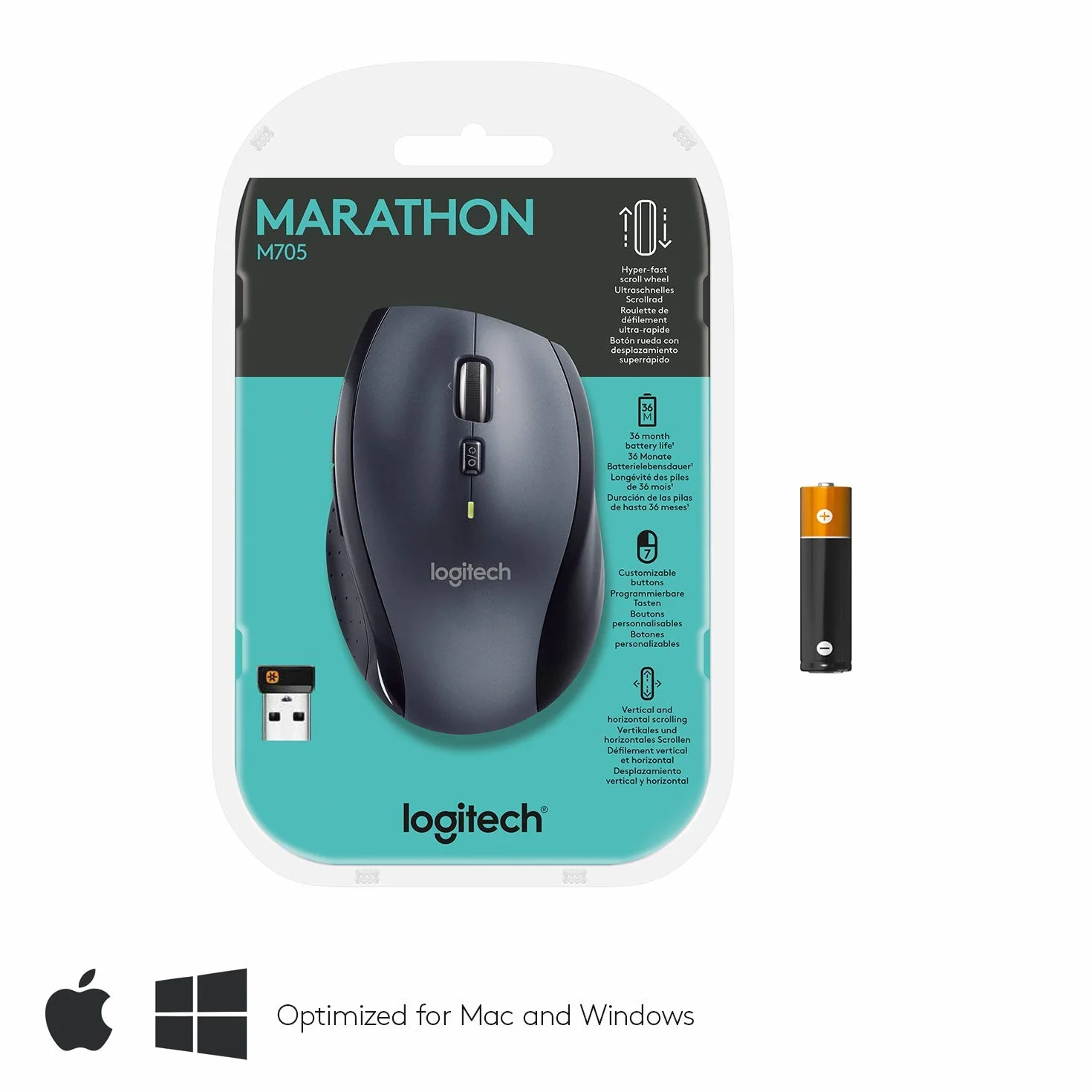 Logitech M705 Souris sans fil Noir Reconditionné pour Windows Mac Ordinateur Portable