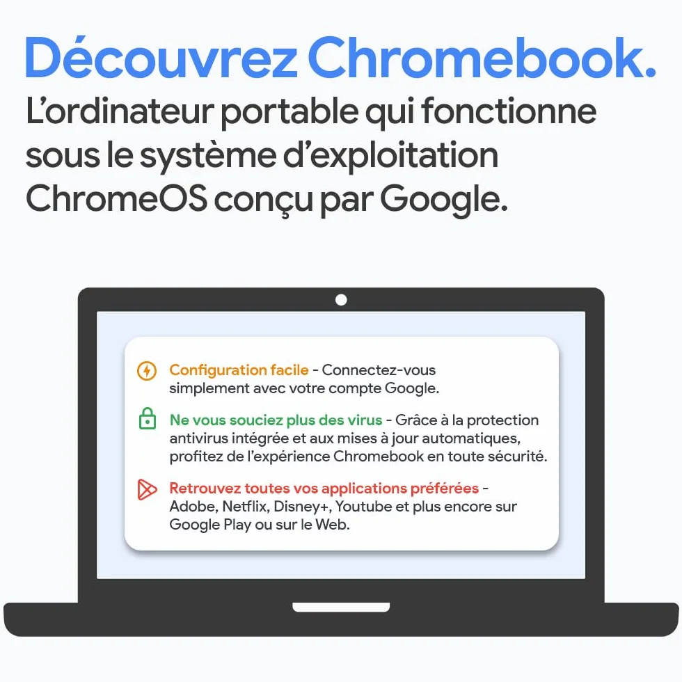Lenovo Chromebook Plus IdeaPad Slim 3 14IAN8 Ordinateur Portable 14" FHD Intel Core i3-N305 RAM 8 Go eMMC 256 Go ChromeOS Clavier AZERTY FR Gris
