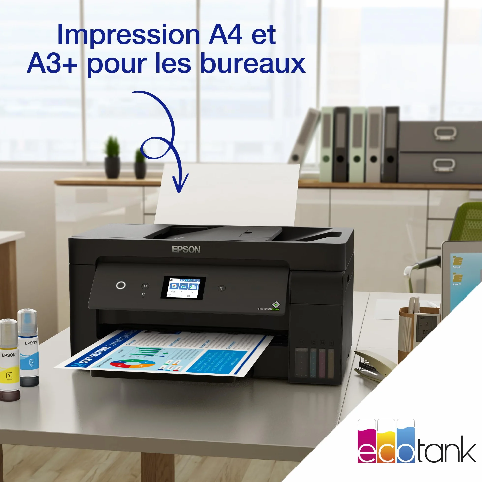 Epson EcoTank ET-15000 Imprimante A3+ Wi-Fi Recto Verso Auto Écran Tactile ADF 35 Feuilles