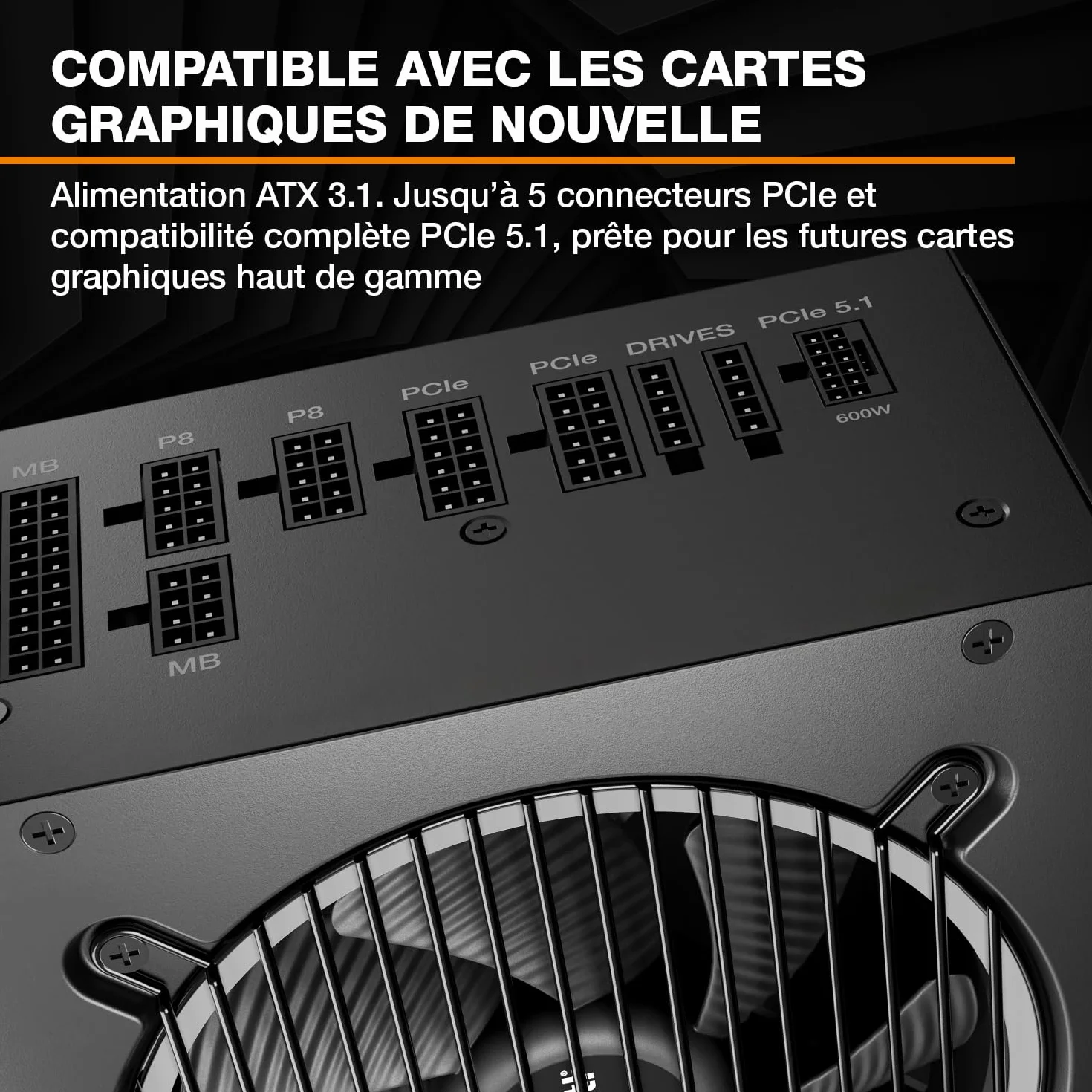 be quiet! Pure Power 13 M 850W Bloc d'Alimentation 80 Plus Gold ATX 3.1 PCIe 5.1 Ventilateur Semi-Passif 120 mm