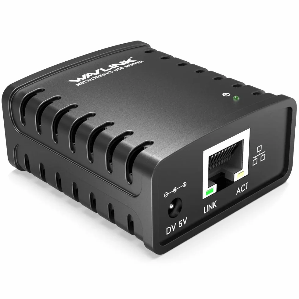 WAVLINK Serveur d'impression 10/100Mbps Ethernet vers USB 2.0 pour Windows