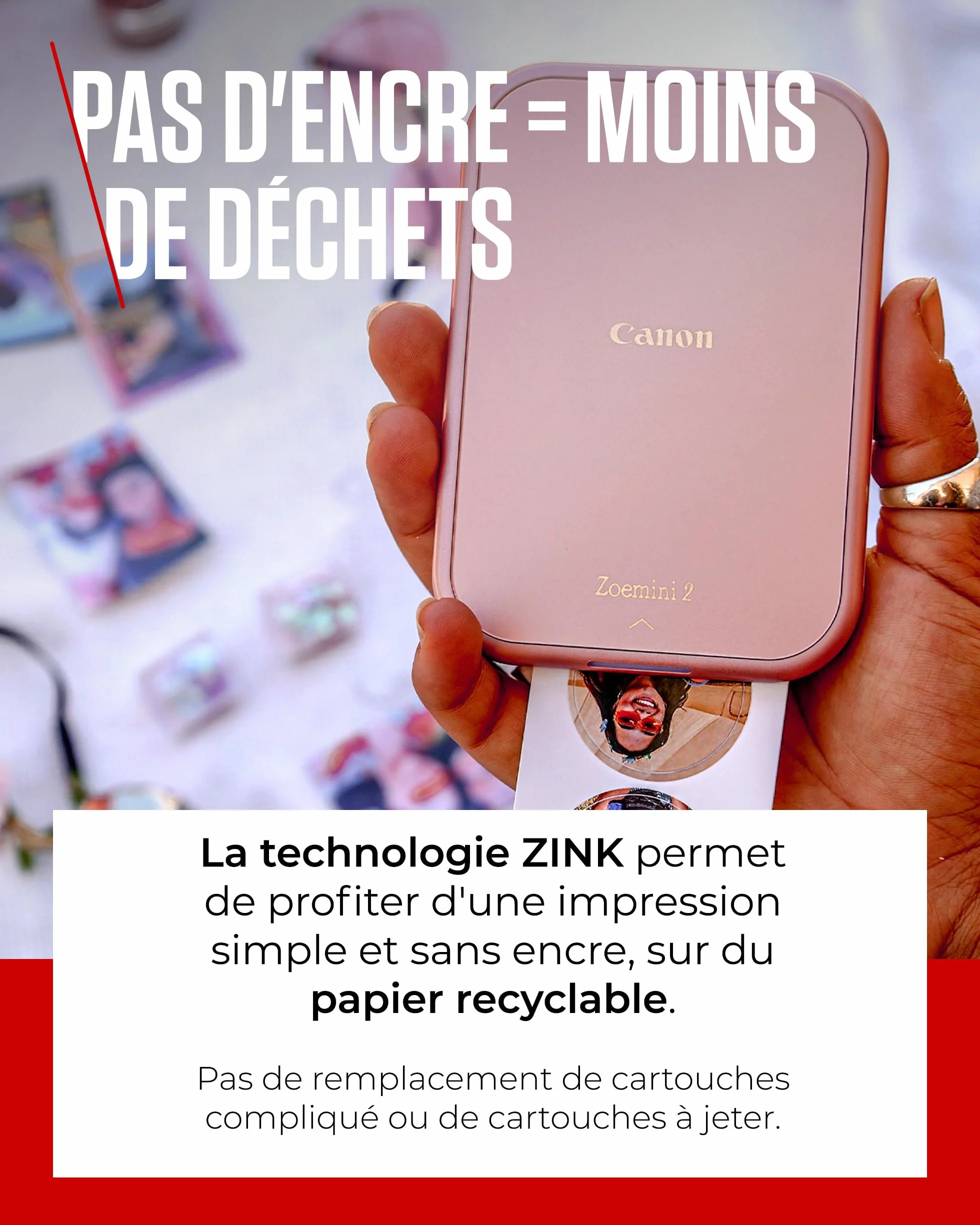 Canon Zoemini 2 Kit d'impression Imprimante Photo Portable Bluetooth 5.0 USB-C Rose Gold