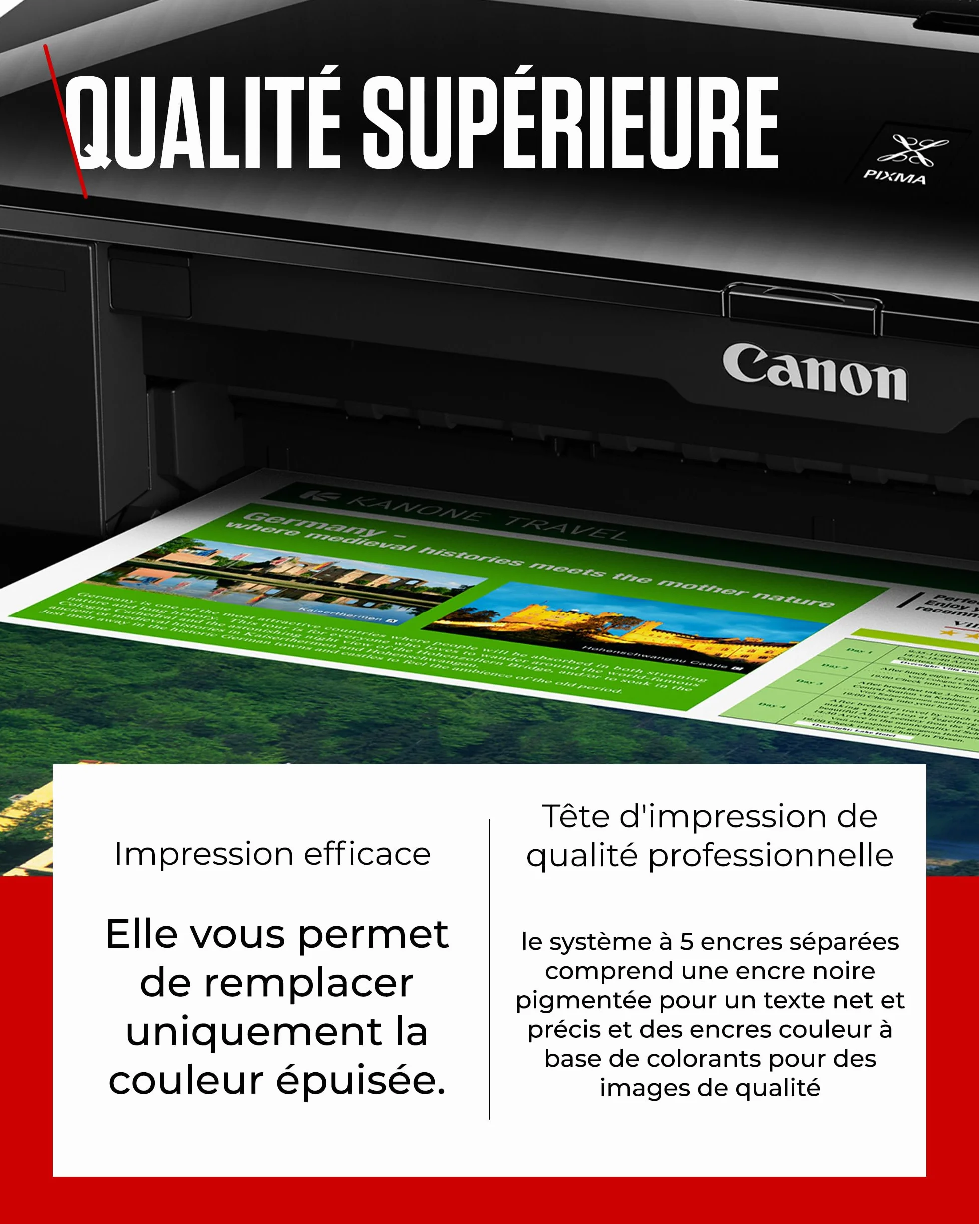 Canon PIXMA iX6850 Imprimante WiFi Noire 5 Encres A3+ Jet d'Encre Multifonction Bureau