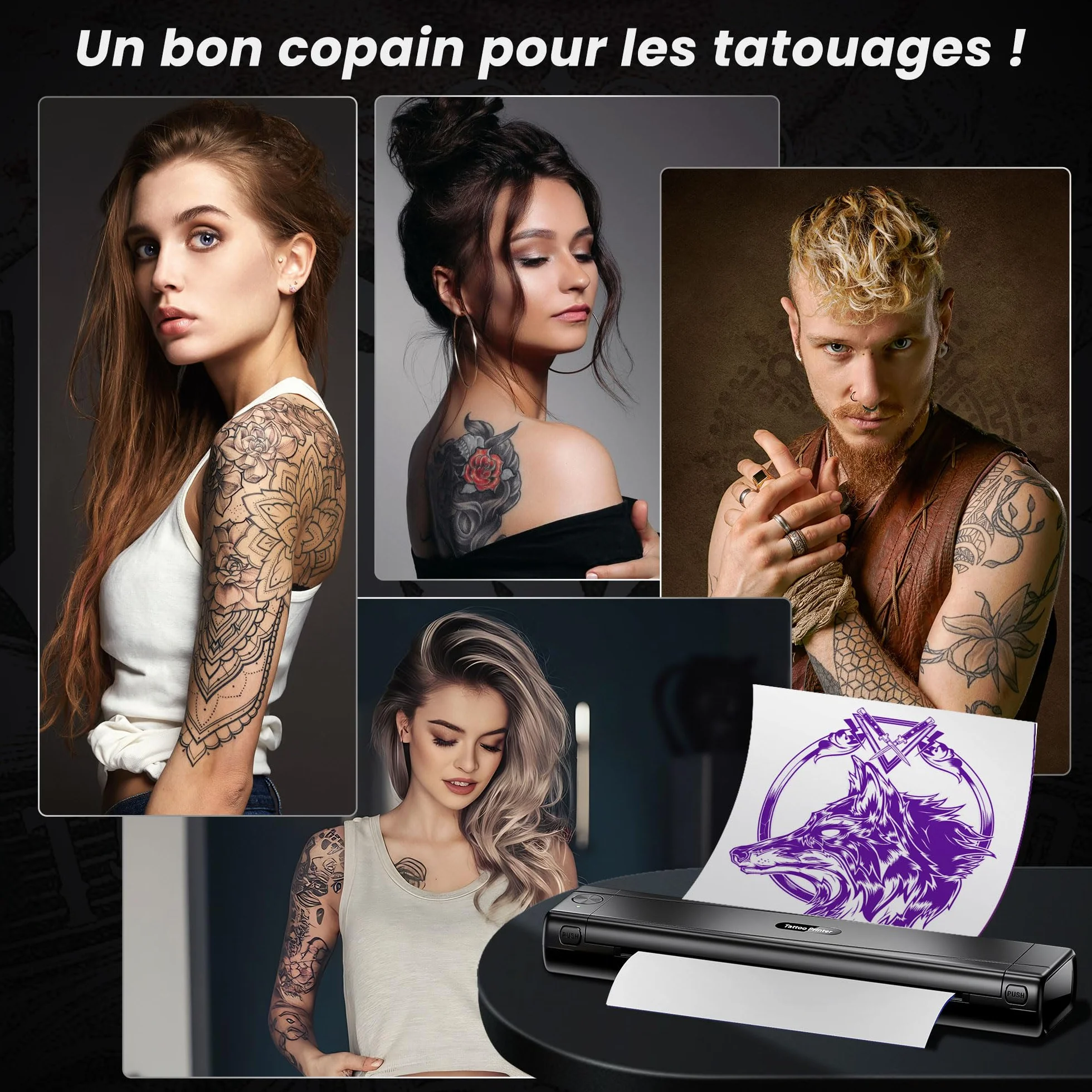 TATTMUSE Thermocopieur Tatouage Bluetooth, Imprimante Stencil Tatouage avec 10 Feuilles