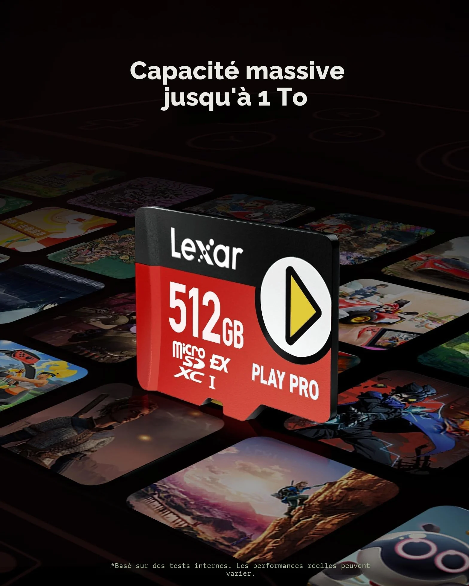 Lexar Play Pro Carte MicroSDXC Express 512Go 900MB/s Lecture 600MB/s Écriture A2 4K pour Gaming
