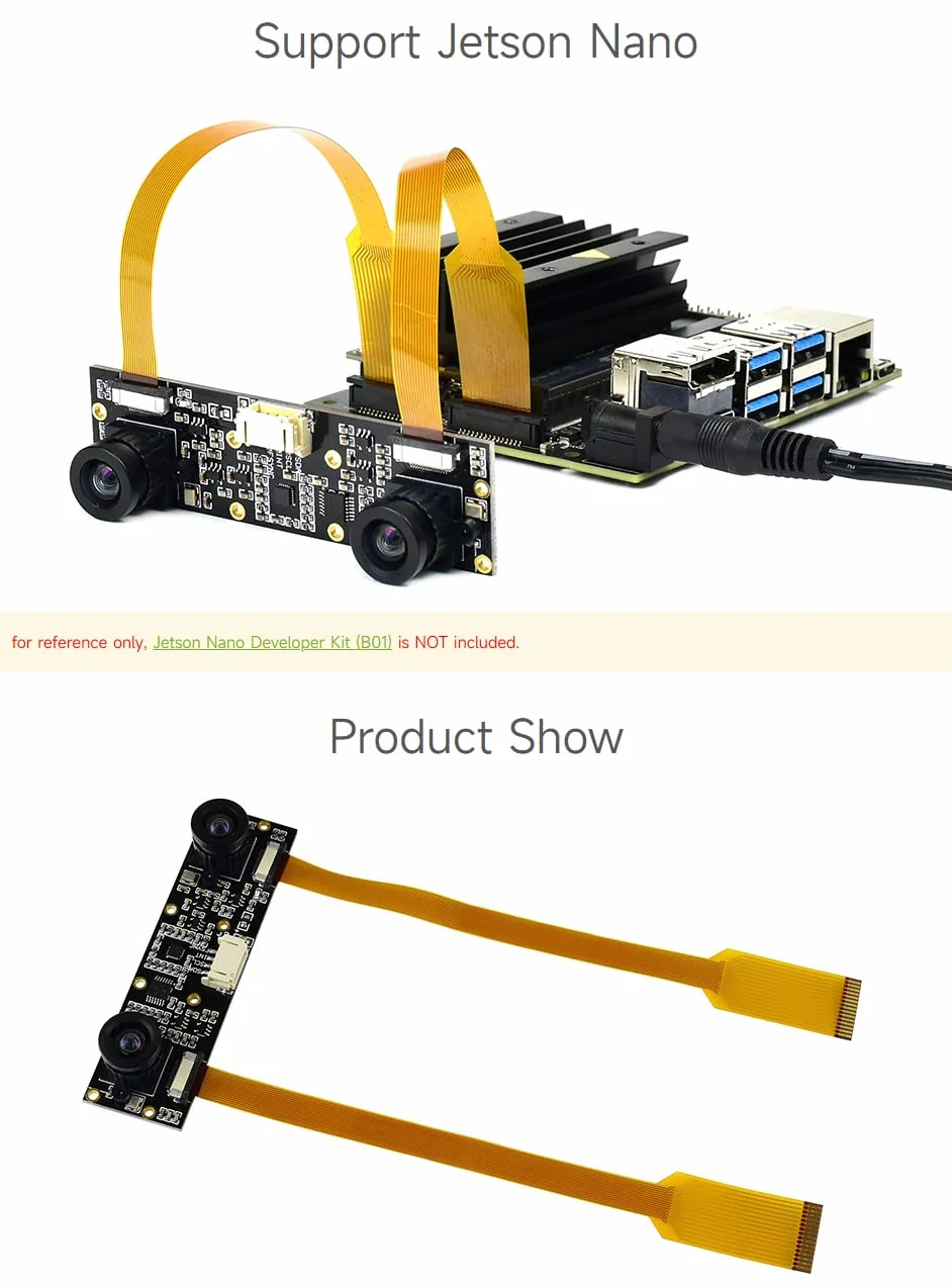 Waveshare IMX219-83 Stereo Camera 8MP Binocular Module Depth Vision for Jetson Nano B01 Raspberry Pi 5/4/CM4