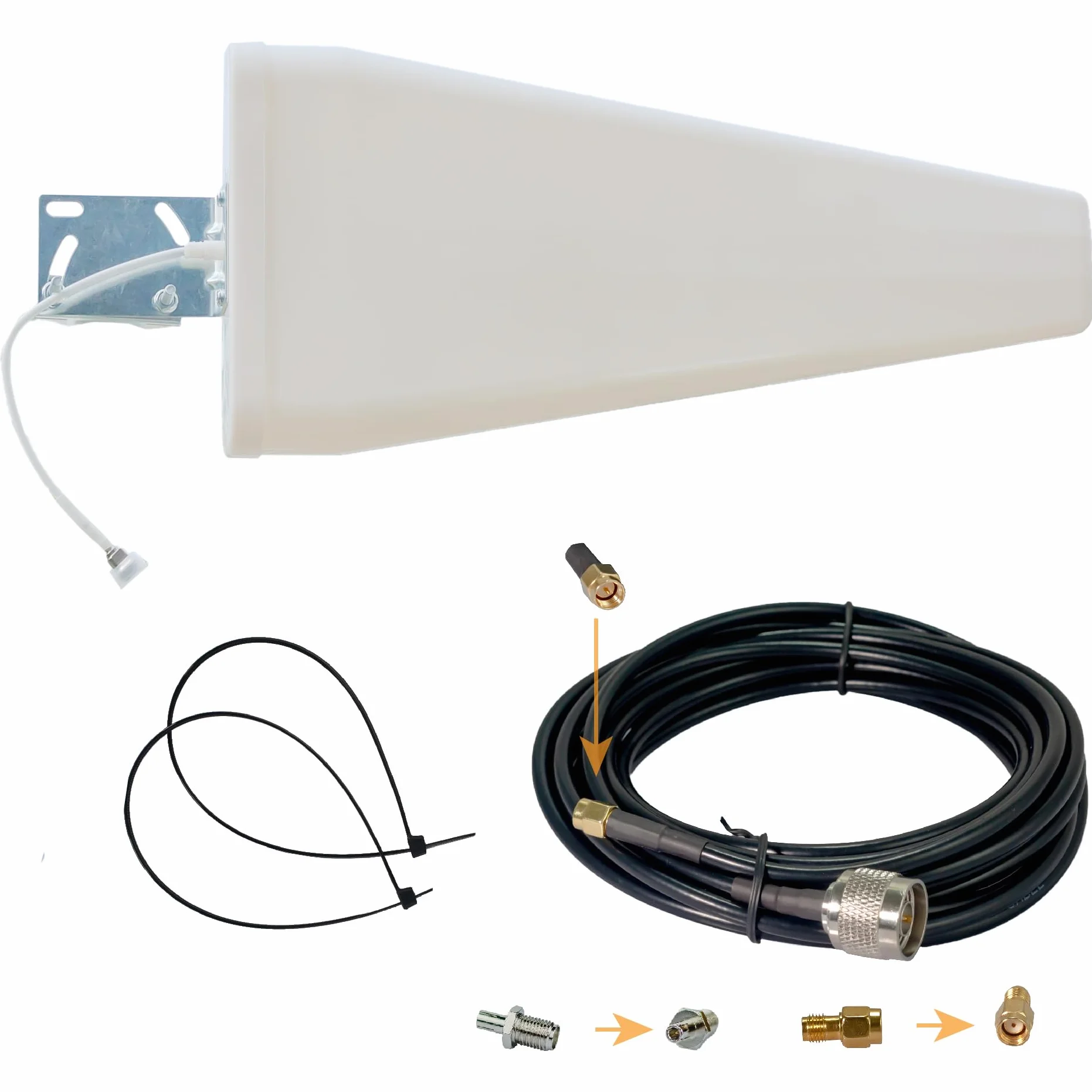 Antenne 5G/4G LTE 12dBi Directionnelle Extérieure Compatible Orange Bouygues SFR Free Mobile 5m Câble SMA RP-SMA TS9
