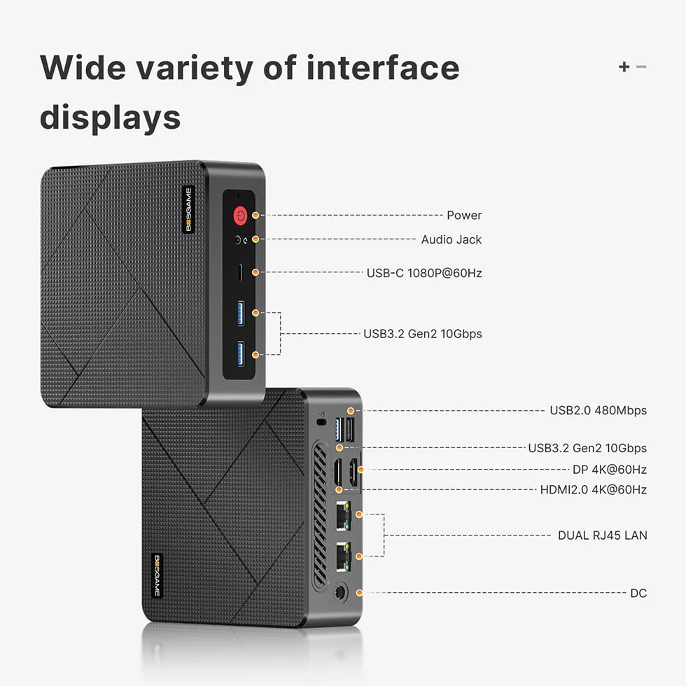BOSGAME Mini PC E4, Windows 11 Pro, Ryzen 5 3550H, 16 Go DDR4, 512 Go SSD, Triple Affichage 4K, Double Ethernet