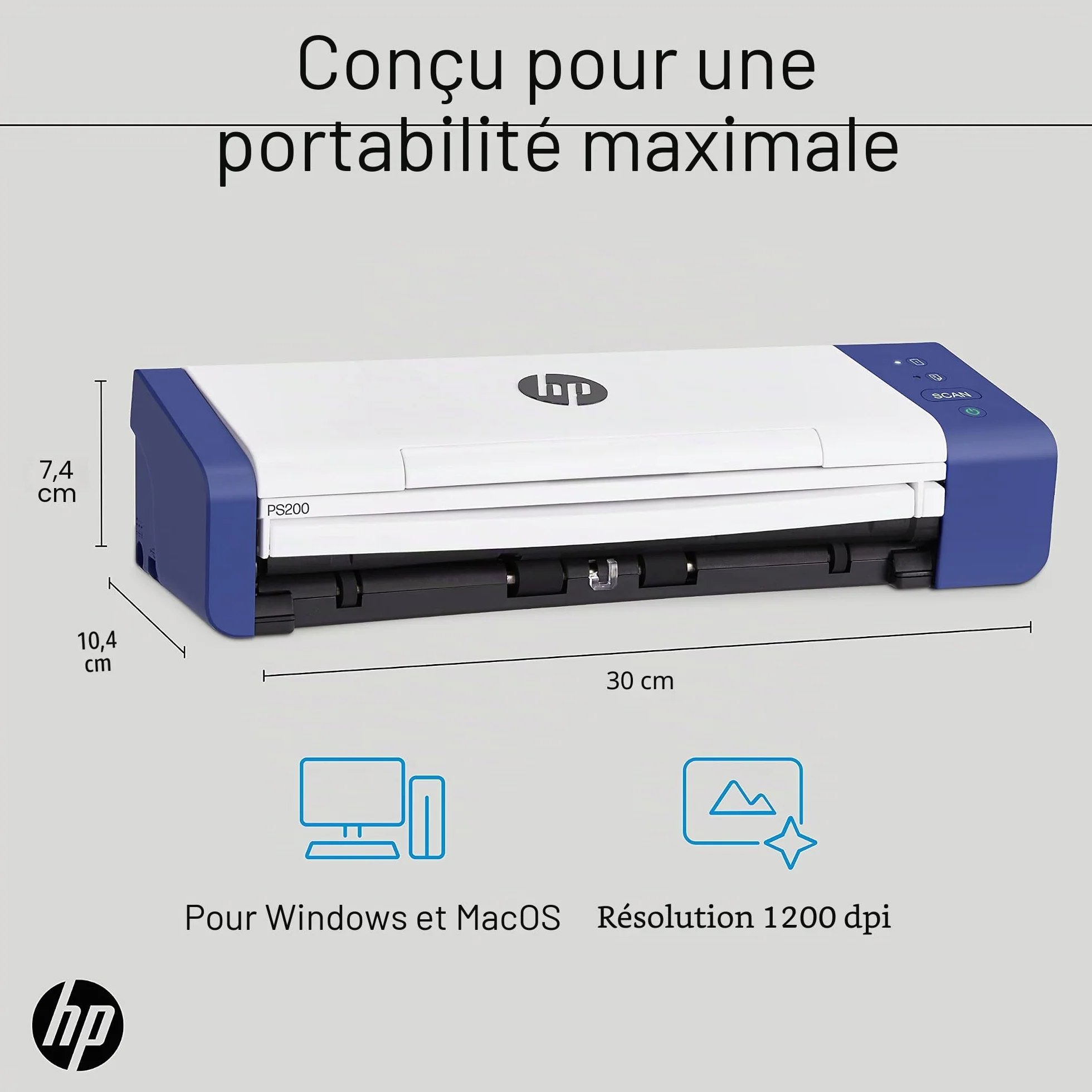 HP Scanner de Documents Portable Duplex USB avec Plateau à Flux Automatique