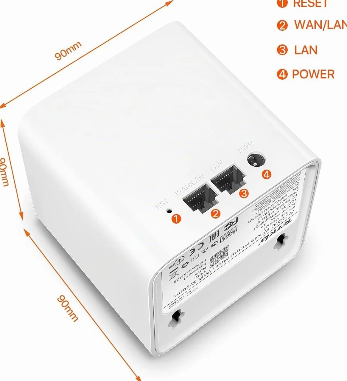 Tenda AC1200 MW3 2-Pack Dual-Band Mesh WiFi System 200 m² Coverage Parental Control