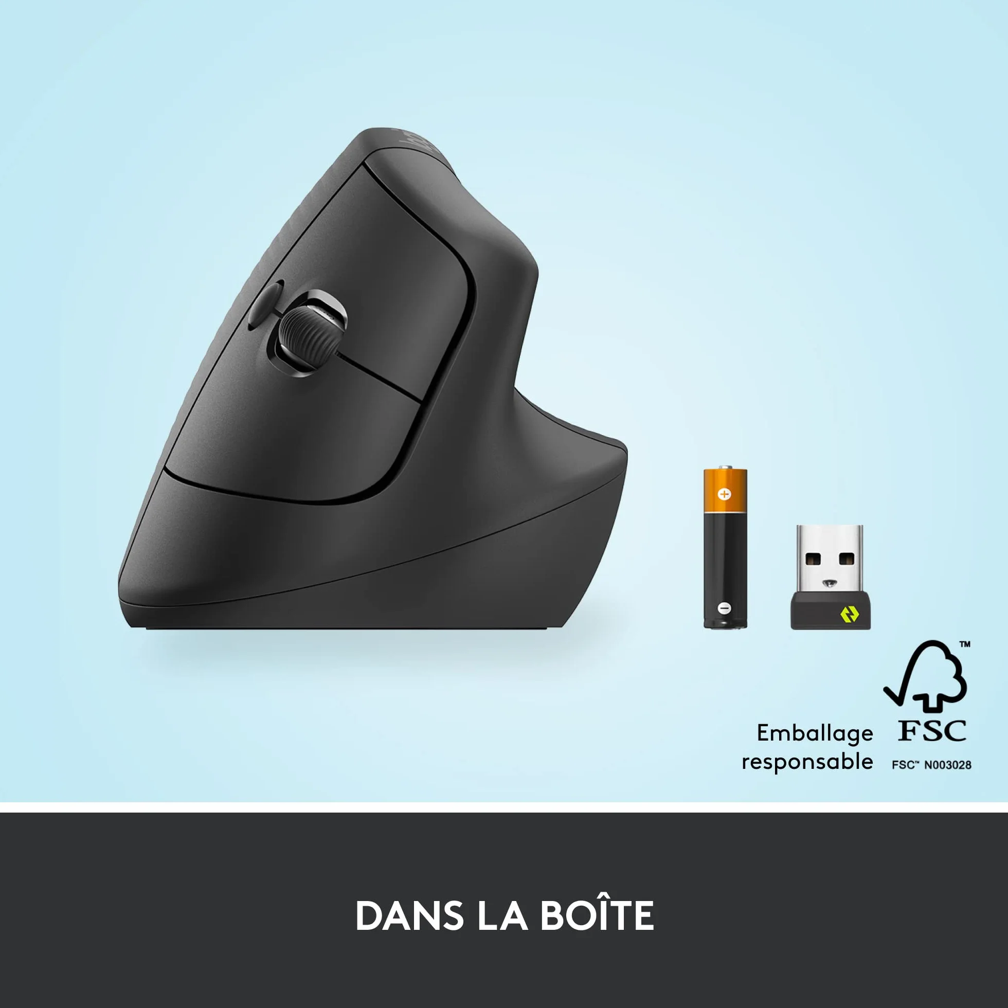 Souris Ergonomique Verticale Logitech Lift sans Fil Bluetooth Logi Bolt Silencieuse 4 Boutons Graphite