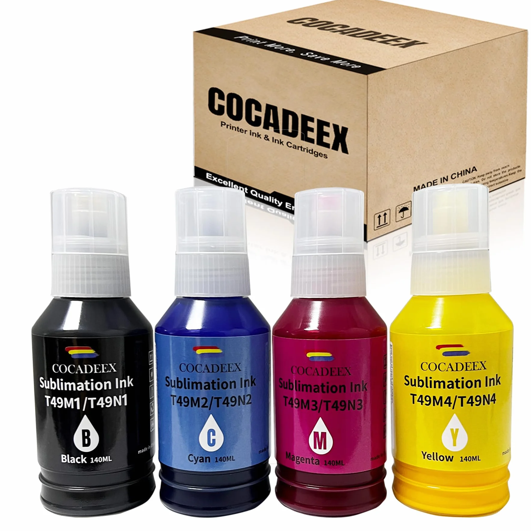 Cartouches d'encre de sublimation T49N Lot de 4 compatibles SureColor F100 F500 F501