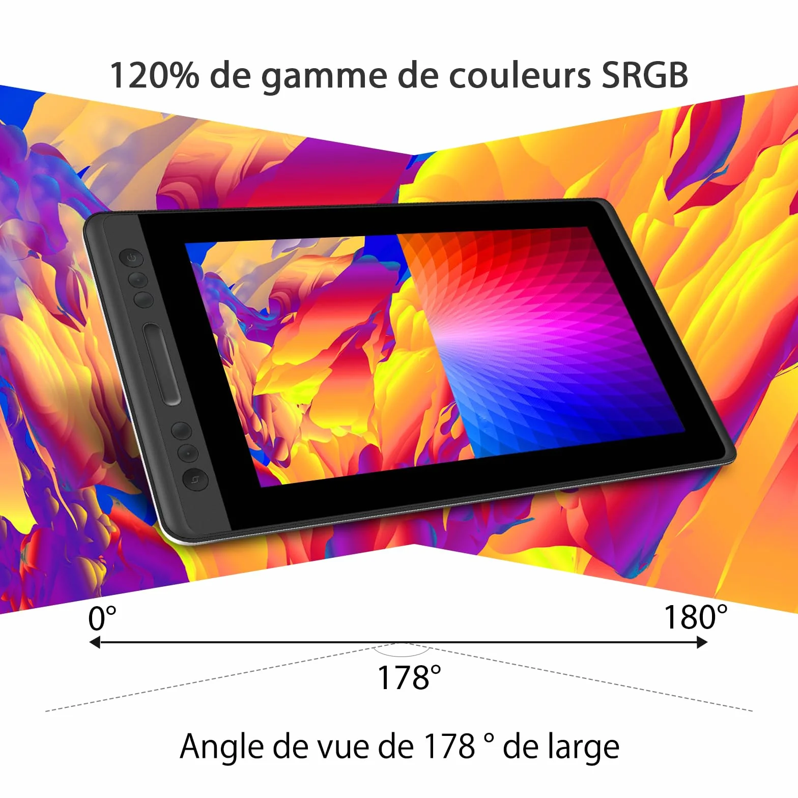 HUION KAMVAS Pro 13 Tablette Graphique Écran HD 13.3 Pouces Moniteur Dessin Compatible Chromebook Windows Mac