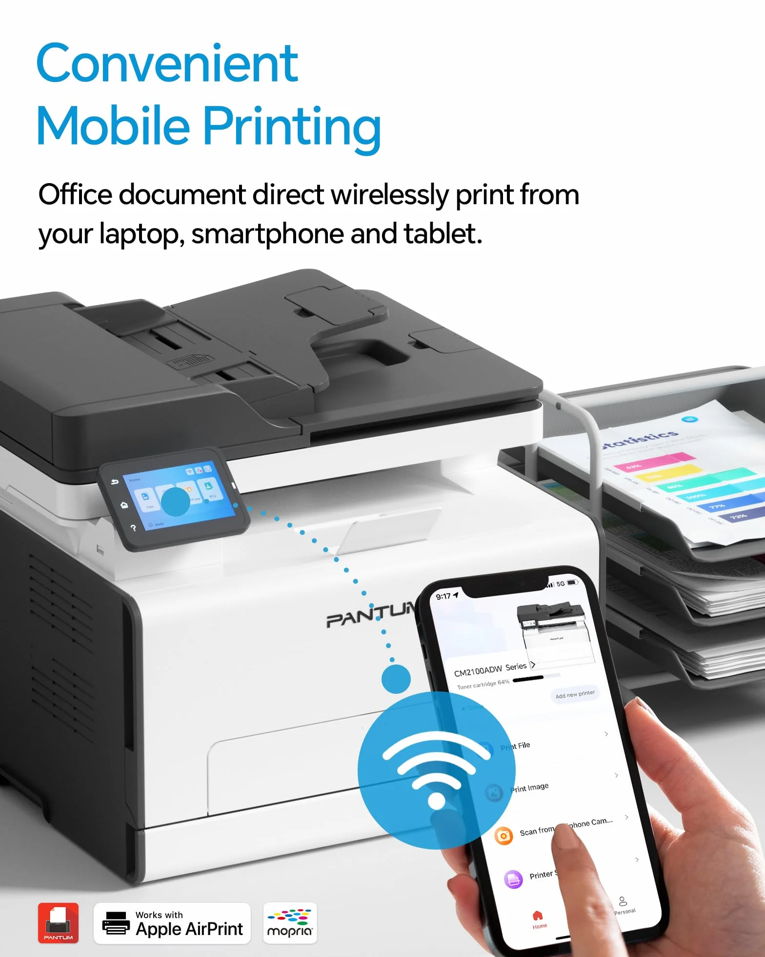 PANTUM CM2100ADW Imprimante Laser Couleur Multifonction ADF Recto-Verso Automatique WLAN USB 20ppm
