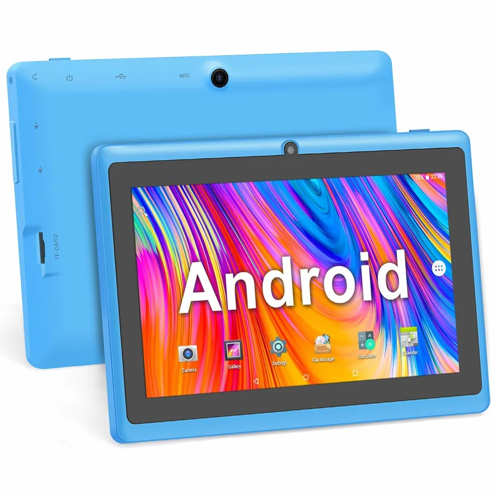 Tablette 7 Pouces Android 5.0 Quad Core 1Go RAM 8Go ROM Double Caméras WiFi Bluetooth Bleu Ciel