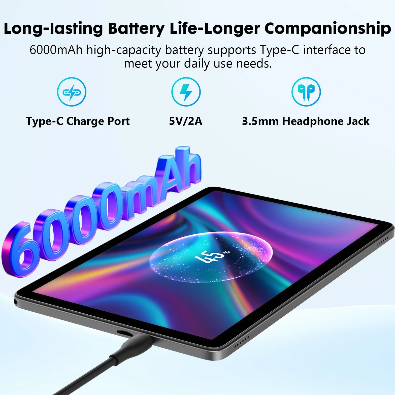 Android 15 Tablet 10" 24GB RAM 128GB ROM Octa-Core 1280x800 HD IPS Touchscreen 5MP+8MP Cameras 6000mAh Keyboard Mouse Widevine L1 Gray