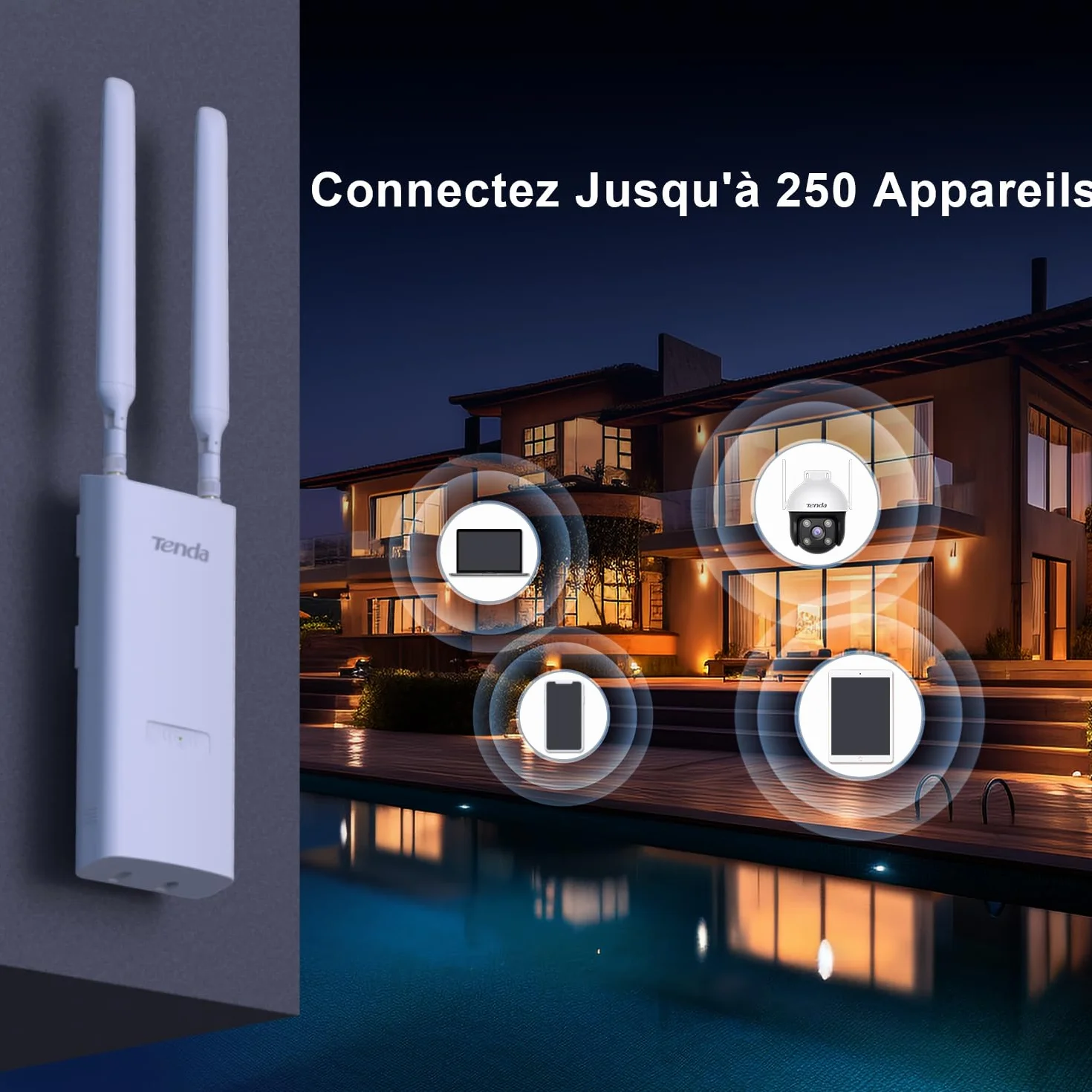 Tenda OAP1200 AC1200 Outdoor Gigabit Wireless Access Point, Dual Band, PoE+, IP65, MU-MIMO