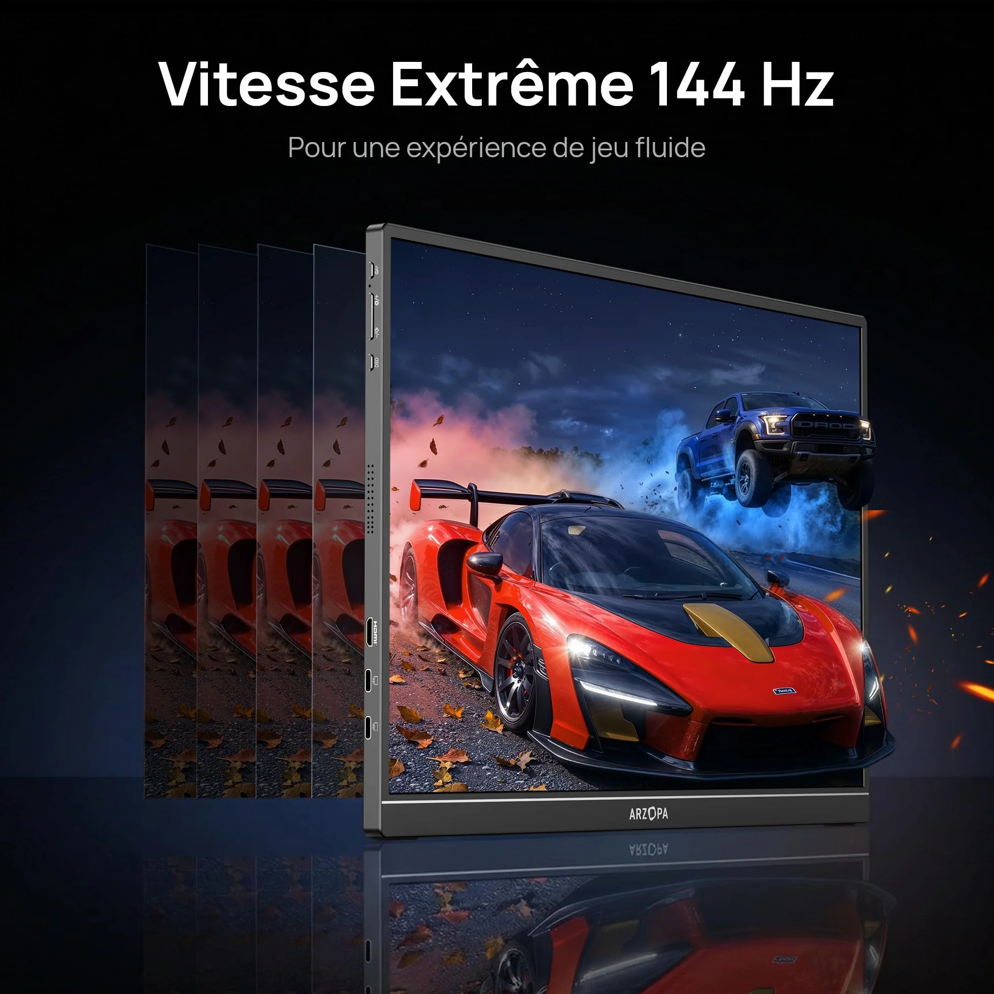 ARZOPA Écran Portable 16,1" 144 Hz 106% sRGB 1920×1080P FHD HDR Ultra Fin