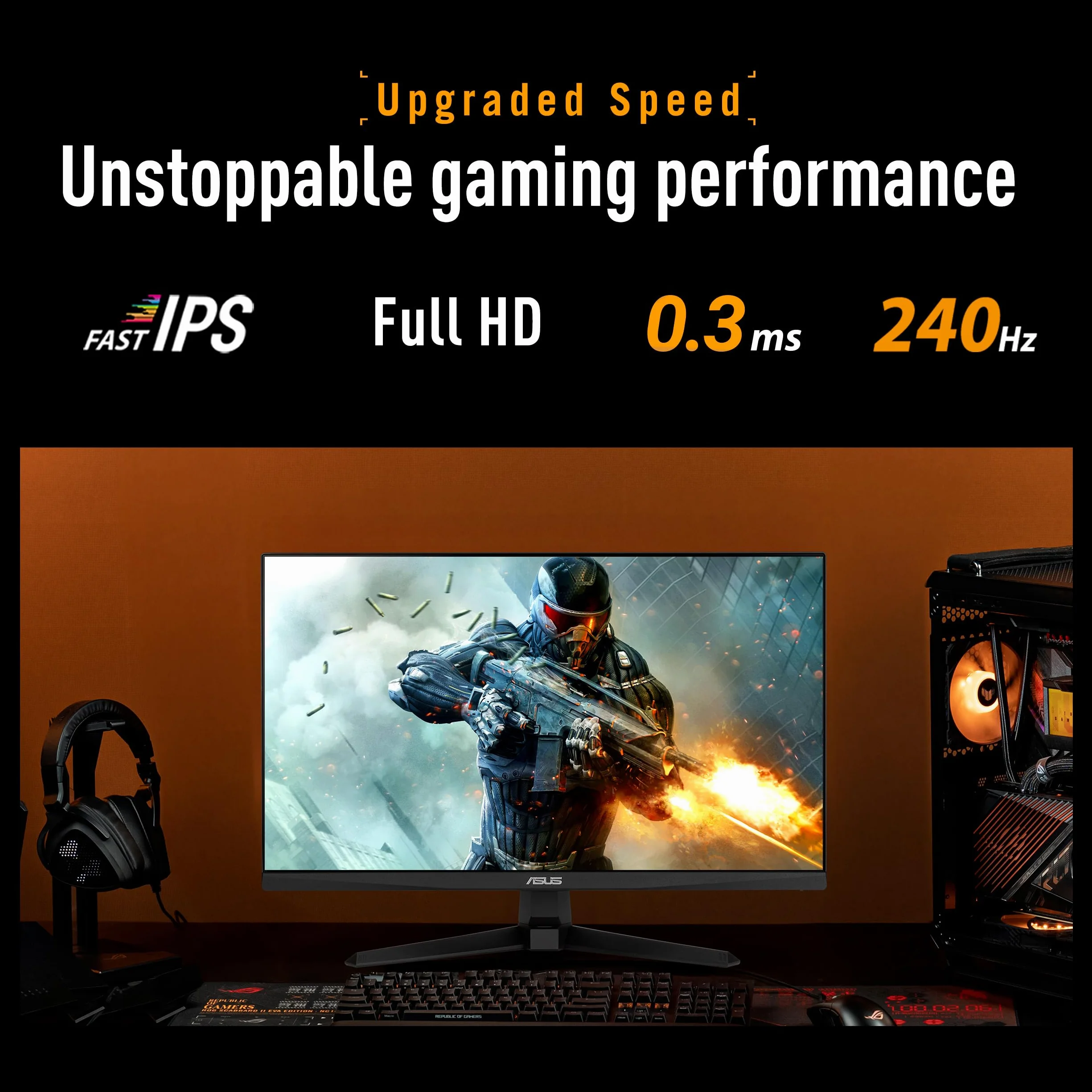 ASUS TUF Gaming VG279QM5A Monitor 27" Full HD Fast-IPS 240Hz 0,3ms G-Sync FreeSync Premium ELMB Sync 99% sRGB