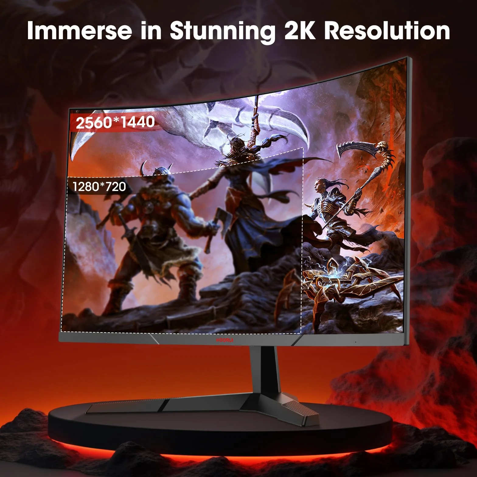 KOORUI 27" Ecran PC Gaming Incurvé 1500R Moniteur Dalle VA QHD 2560X1440 180Hz 1MS DCI-P3 85% HDMI/DP
