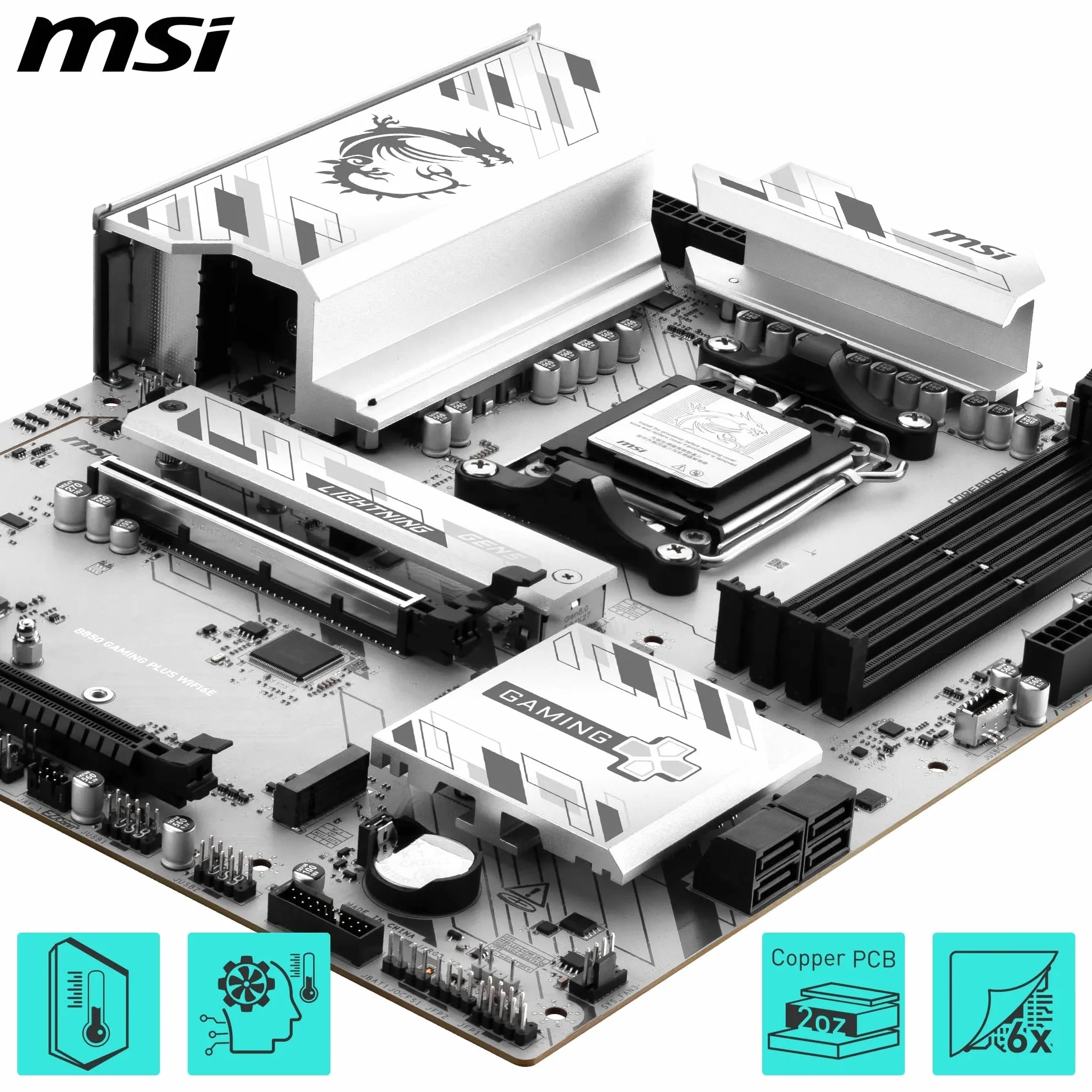 MSI B850 Gaming Plus WIFI6E Carte mère ATX pour AMD Ryzen 9000/8000/7000 AM5 DDR5 PCIe 4.0 M.2 Gen5 Wi-Fi 6E 2.5G LAN