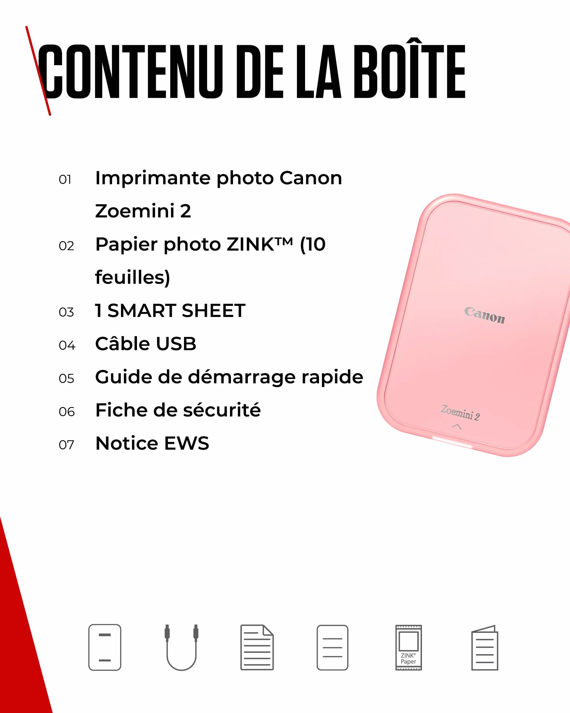 Canon Zoemini 2 Imprimante Photo Portable Bluetooth 5.0 Charge Rapide Type-C Or Rose