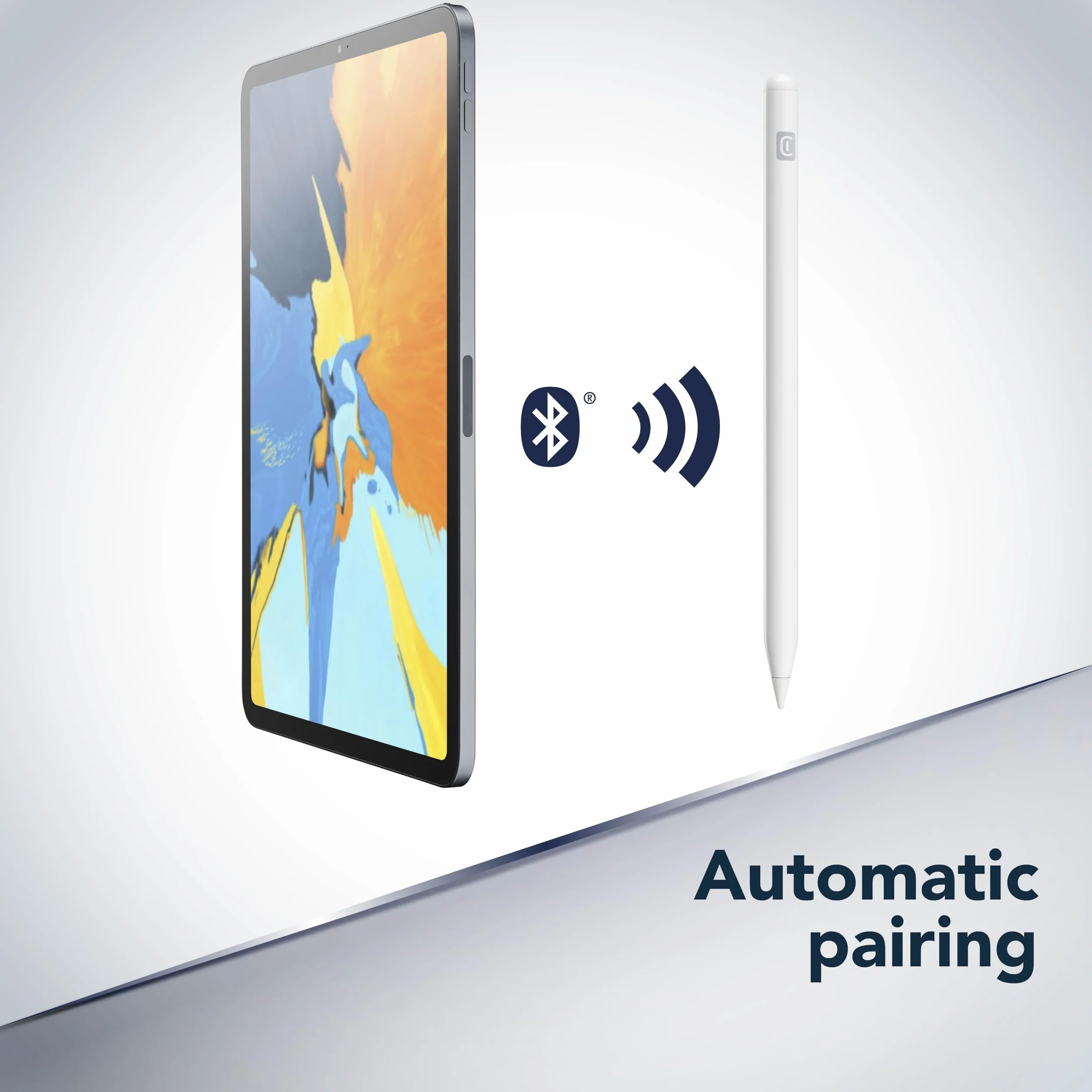 Cellularline Stylus Pen with Magnetic Attachment Tilt Function Palm Rejection White for iPad