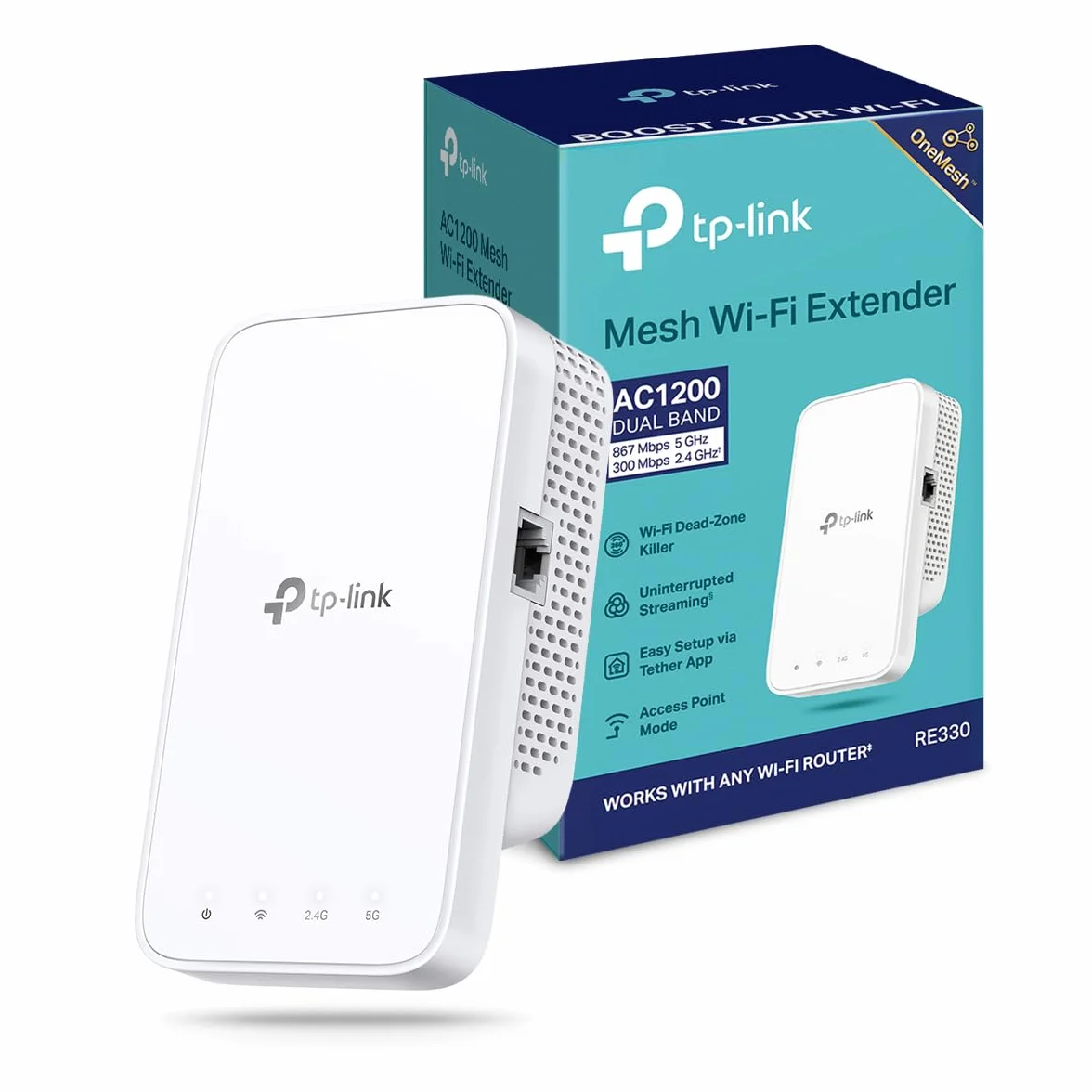 TP-Link RE330 AC1200 WiFi Repeater, Gigabit Ethernet Port, WiFi Amplifier