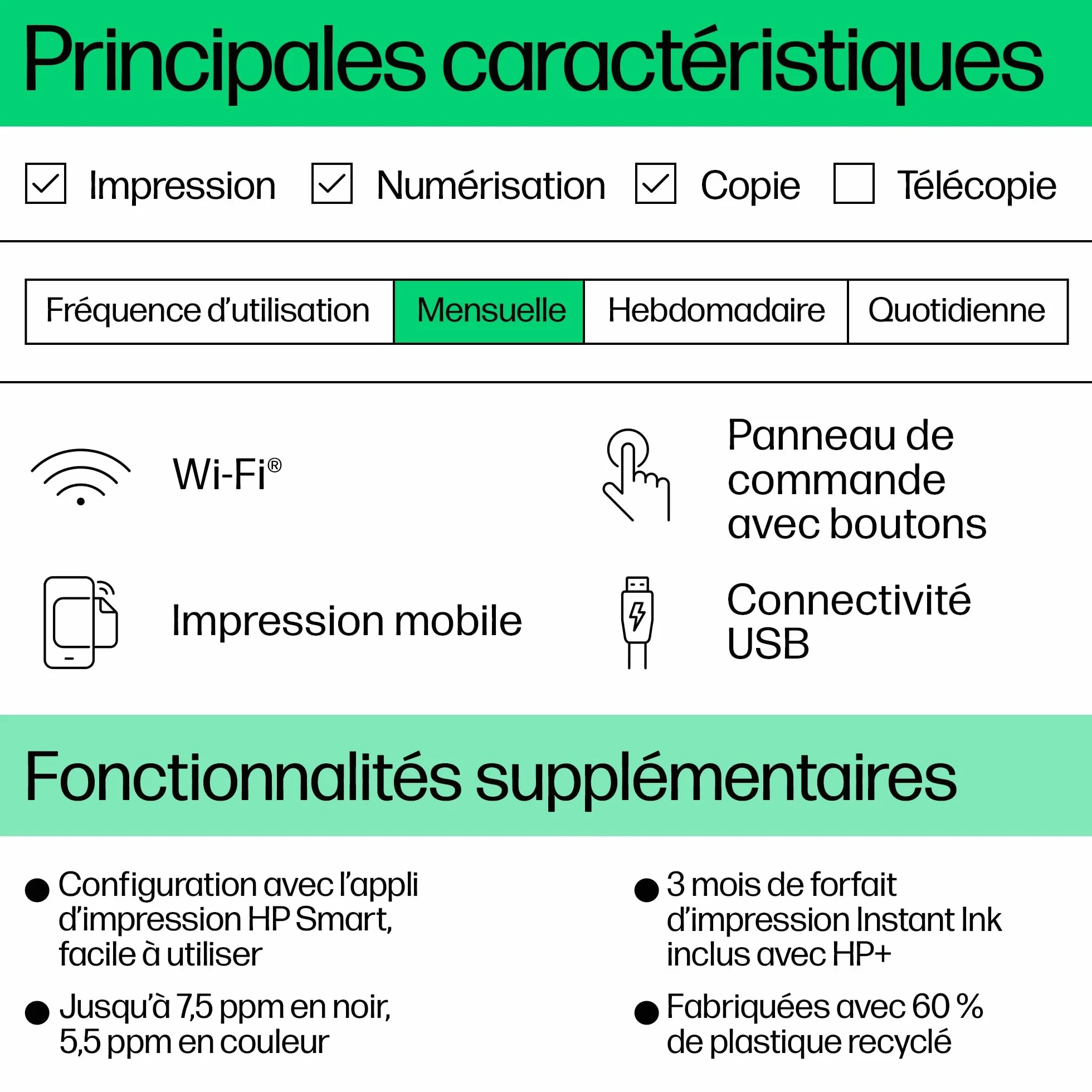 HP DeskJet 2820e Imprimante Tout en Un Jet d'encre Couleur WiFi