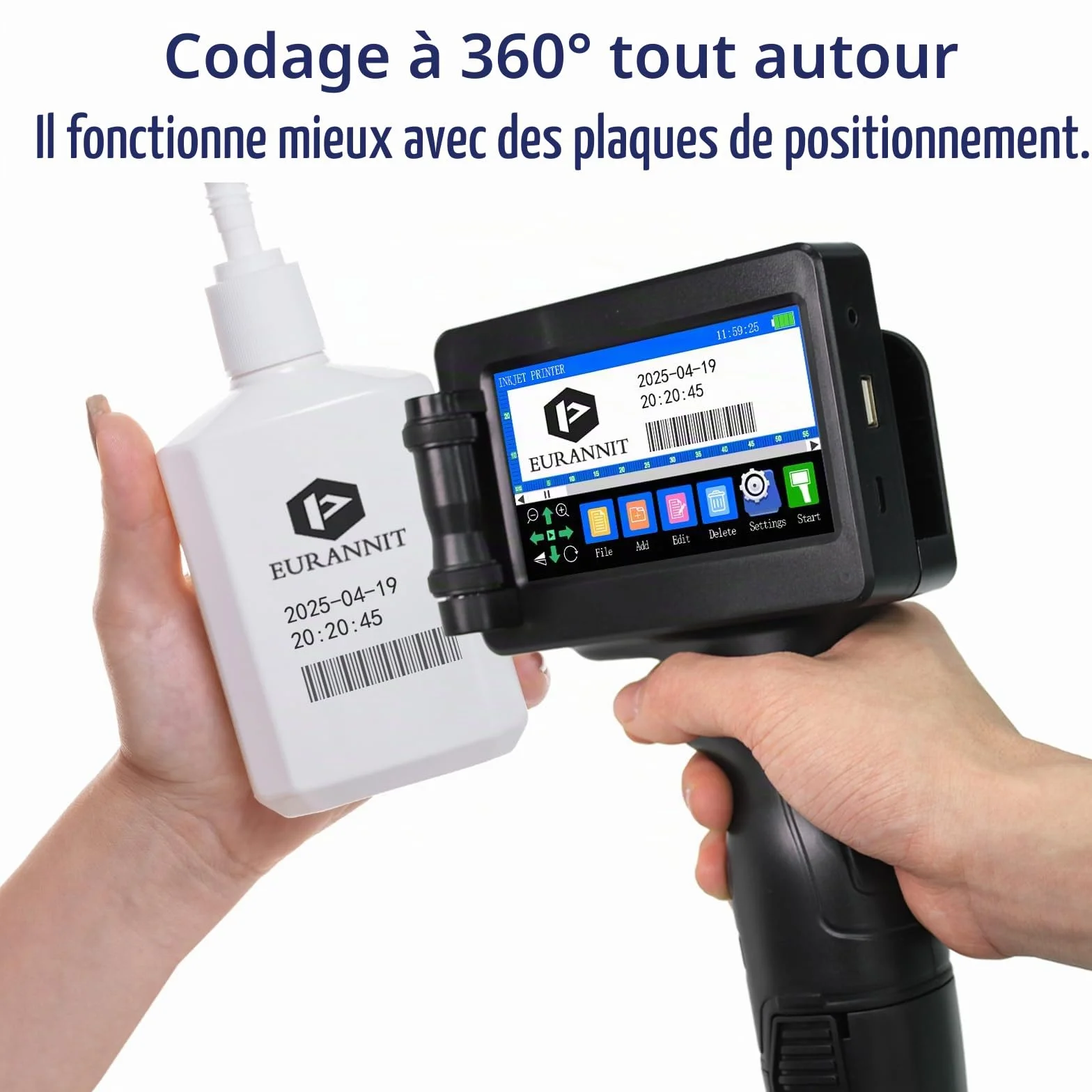 Imprimante Jet d'encre Portable E55 Buse 12,7mm Encre Rapide W6900K
