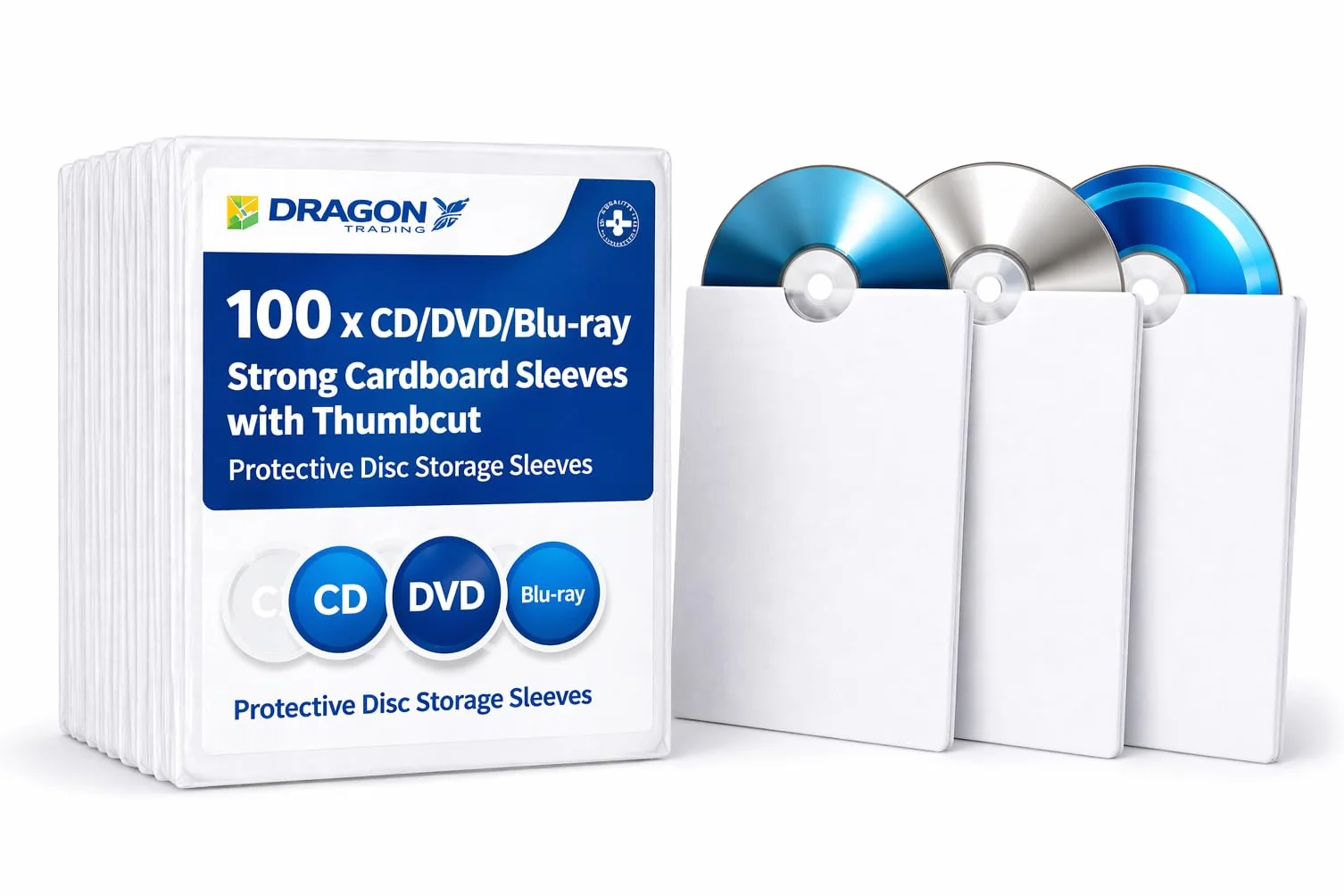 Dragon Trading® 100 x CD DVD Carton robuste manches