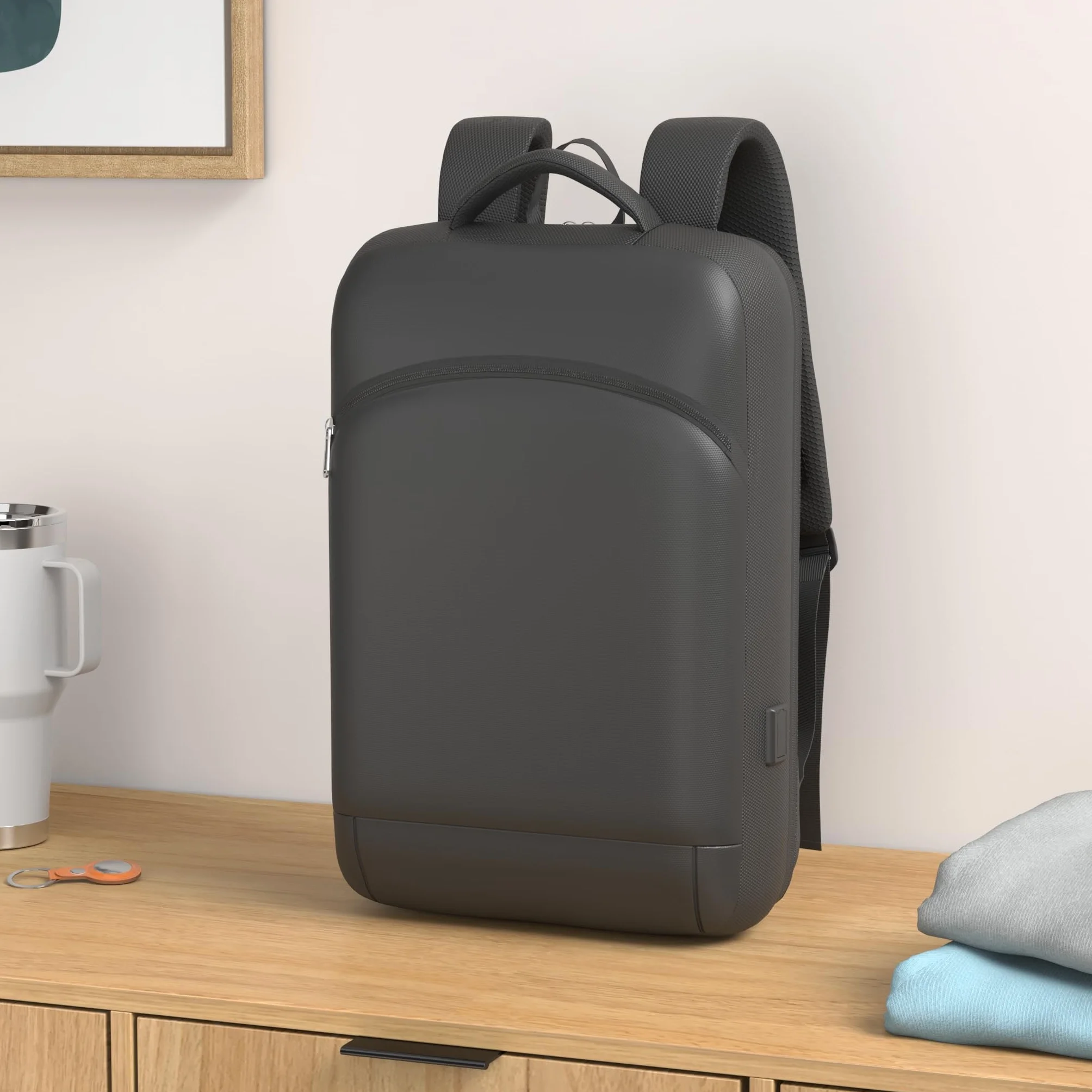 Sac à Dos PC Portable 15.6 Pouces Homme Impermeable USB Charging Port Voyage Travail Noir